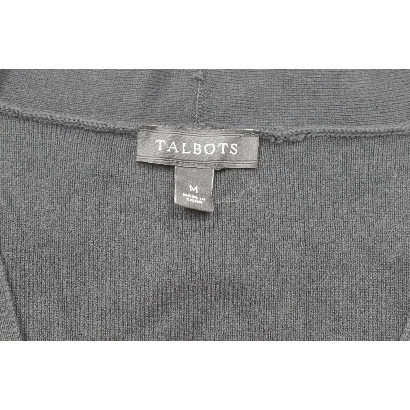 Talbots Talbots Women's M Black V-Neck Knit Sweater Pullover Long Sleeve Bishop Sheer Chiffon Casual Winter Fall Spring Knit Cotton Solid Size M / US 6-8 / IT 42-44 - 7 Thumbnail