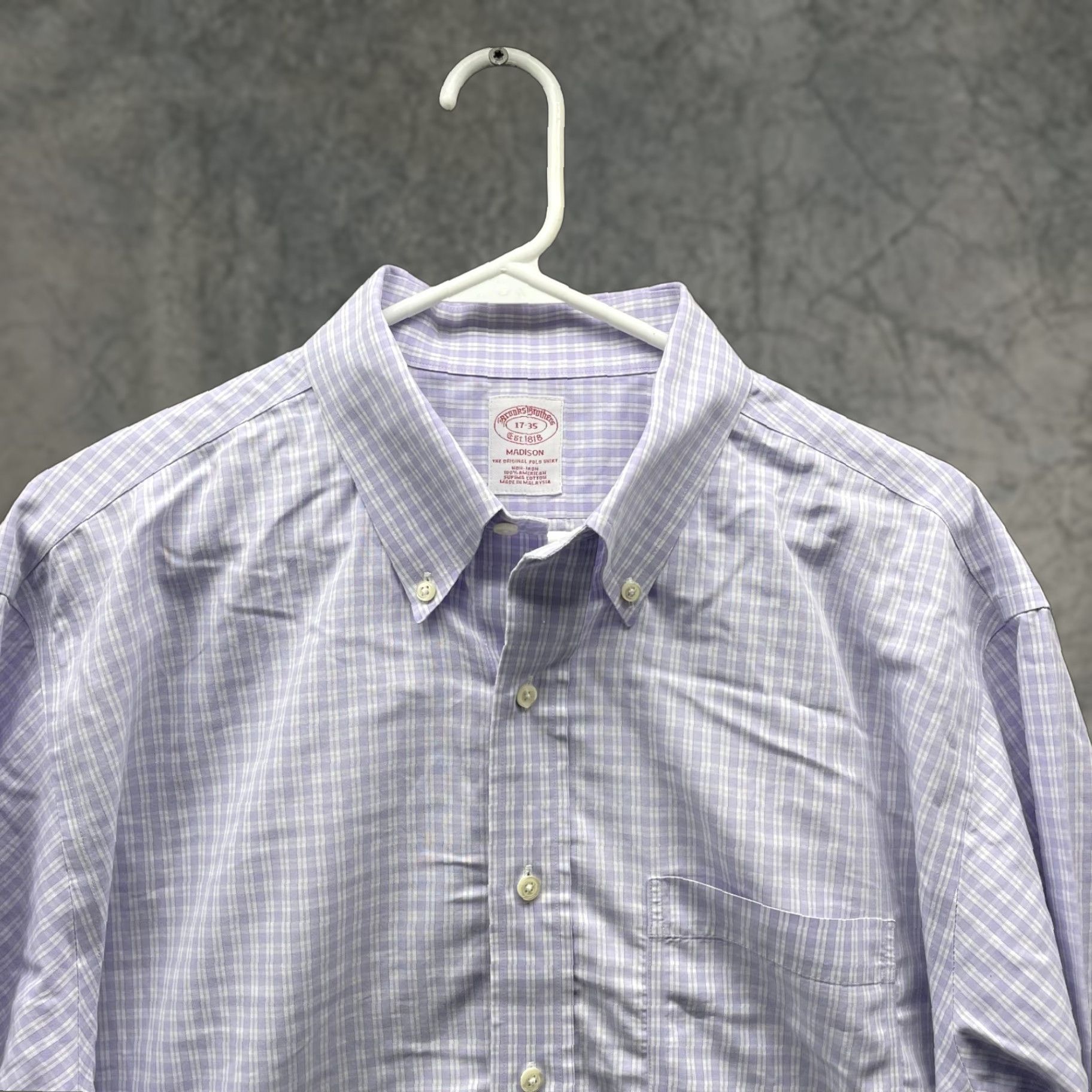 Brooks Brothers VINTAGE Brooks Brothers Shirt Men 17 35 Check Purple Button-Down Madison Preppy Shirt Women? Size US XL / EU 56 / 4 - 1 Thumbnail
