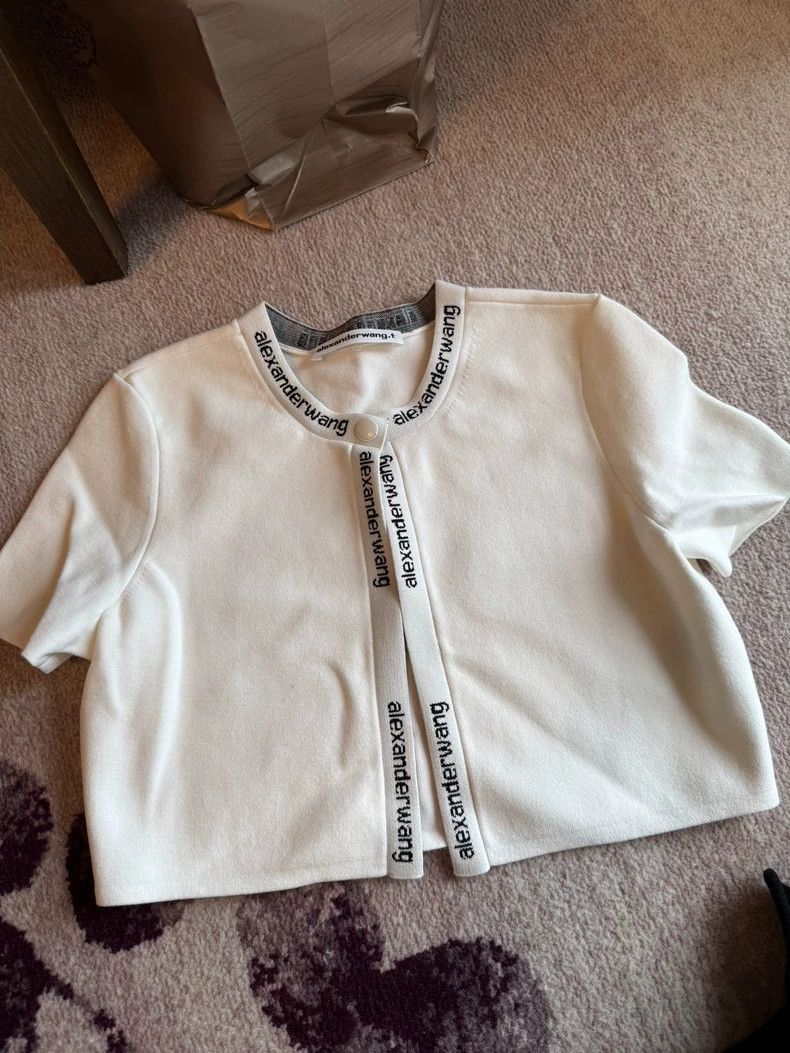 Alexander Wang White Logo Short Sleeve Top-