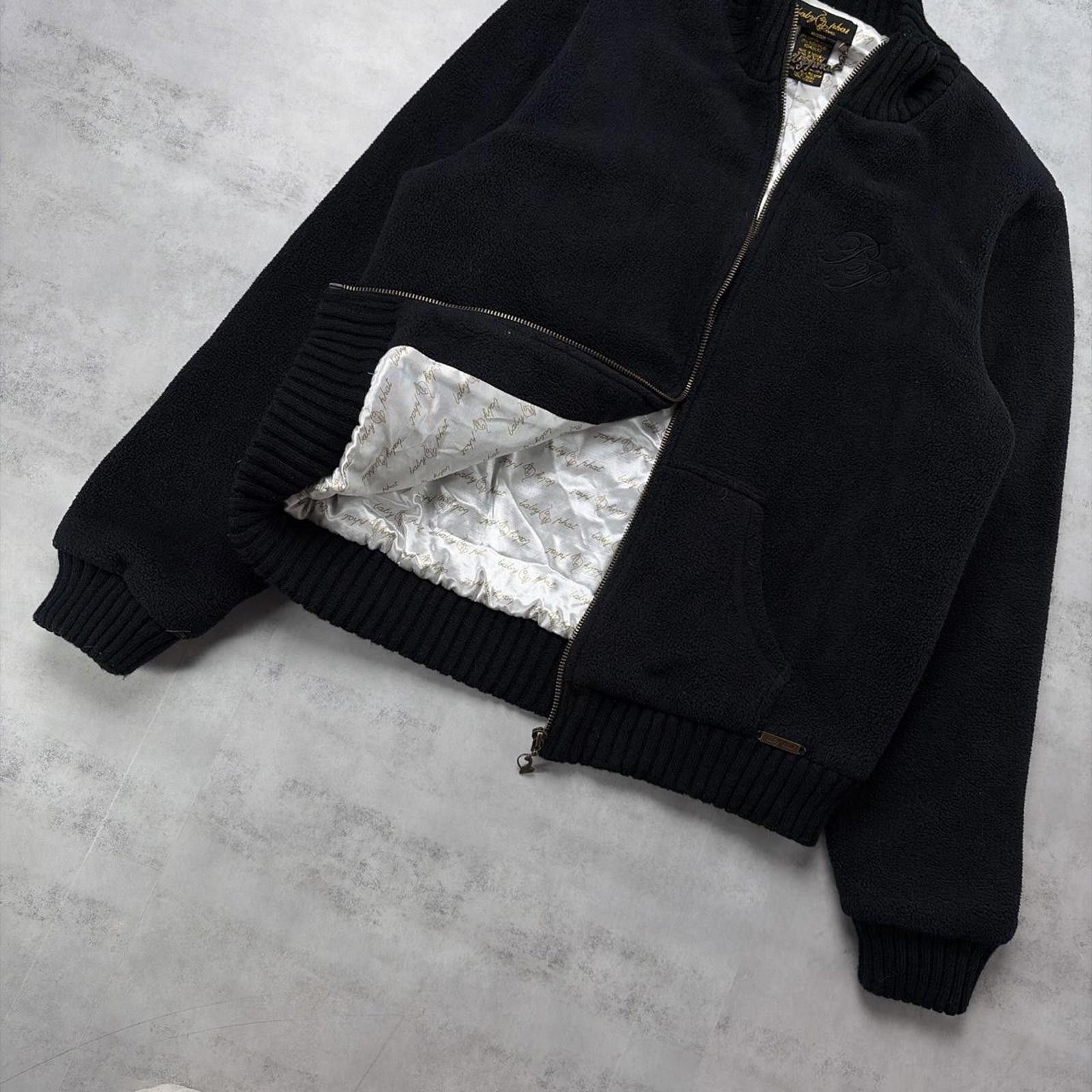 Other Vintage Black Baby Phat Fleece Silver Lining Bomber Jacket Size XL / US 12-14 / IT 48-50 - 4 Thumbnail
