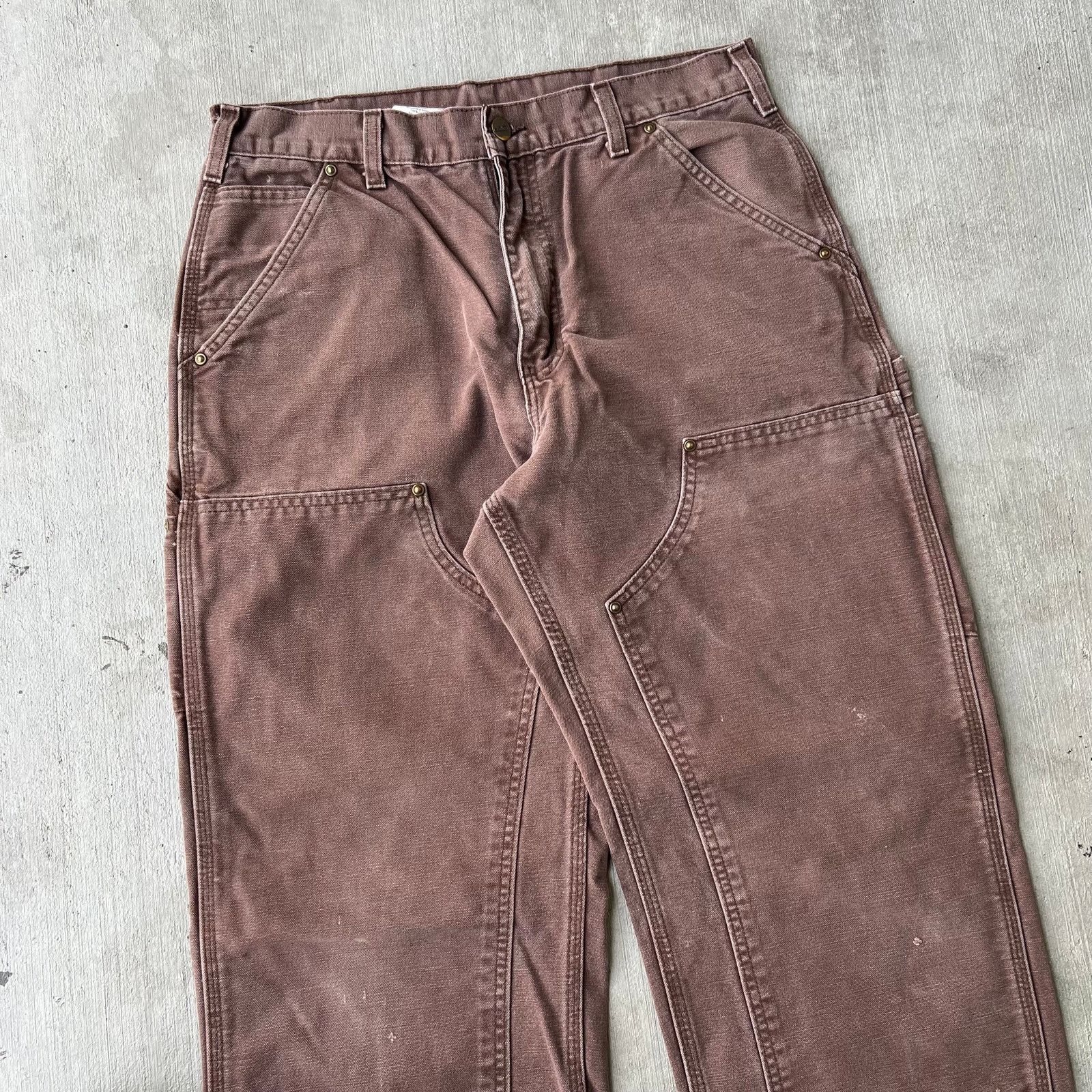 Carhartt × Vintage Carhartt B136 CHT brown double knee work carpenter pants Size US 31 - 2 Thumbnail