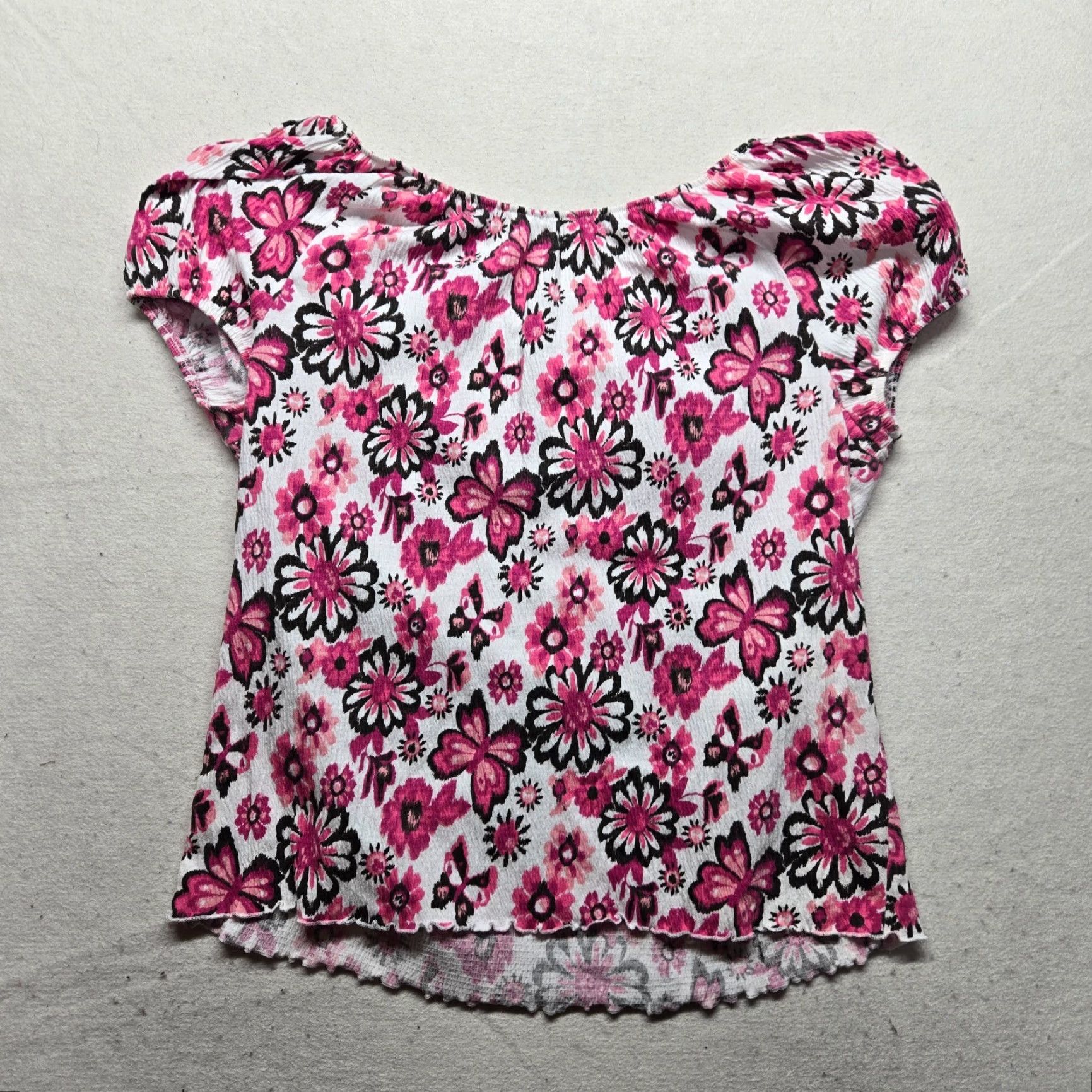 Pinko Pink Floral Shirt Adult Large L Cap Sleeve Short Sleeve Scoop Neck Women's T-Shirt, Casual Flower Summer Spring Vintage? No. Size L / US 10 / IT 46 - 4 Thumbnail