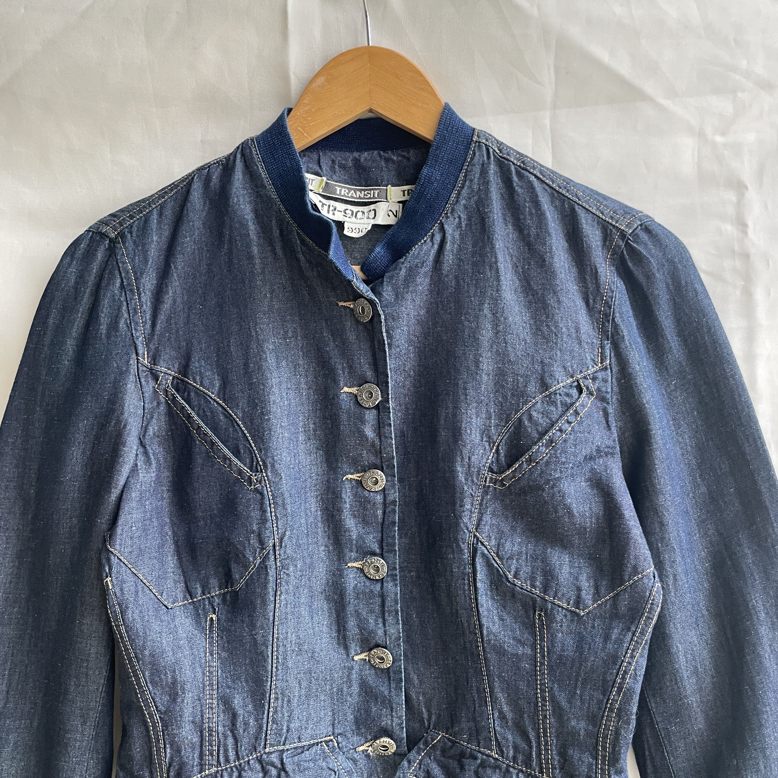 Transit Transit Par Such TR-900 Cotton Linen Denim Jacket Size 2 Size M / US 6-8 / IT 42-44 - 4 Thumbnail