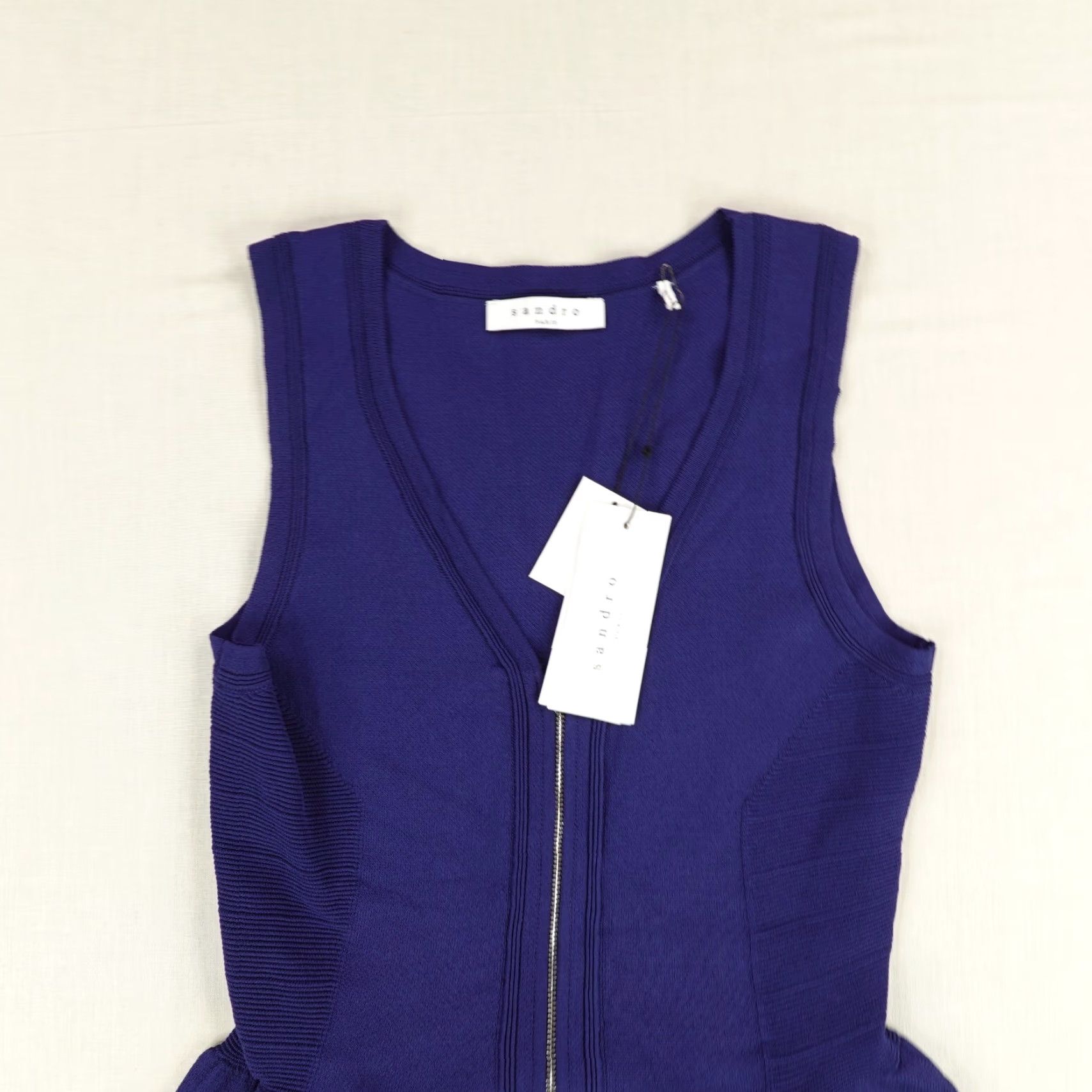 Sandro Sandro Dress Womens 2 US 6 Blue Ravage Full Zip Front Sleeveless Tank Top NEW Size XS / US 0-2 / IT 36-38 - 2 Thumbnail