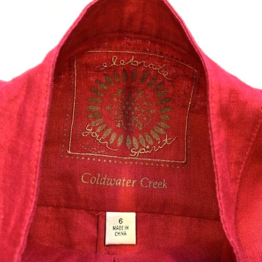Coldwater Creek Coldwater Creek Jacket Womens 6 100% Linen Button Front Long Sleeve Pockets Pink Size M / US 6-8 / IT 42-44 - 3 Thumbnail