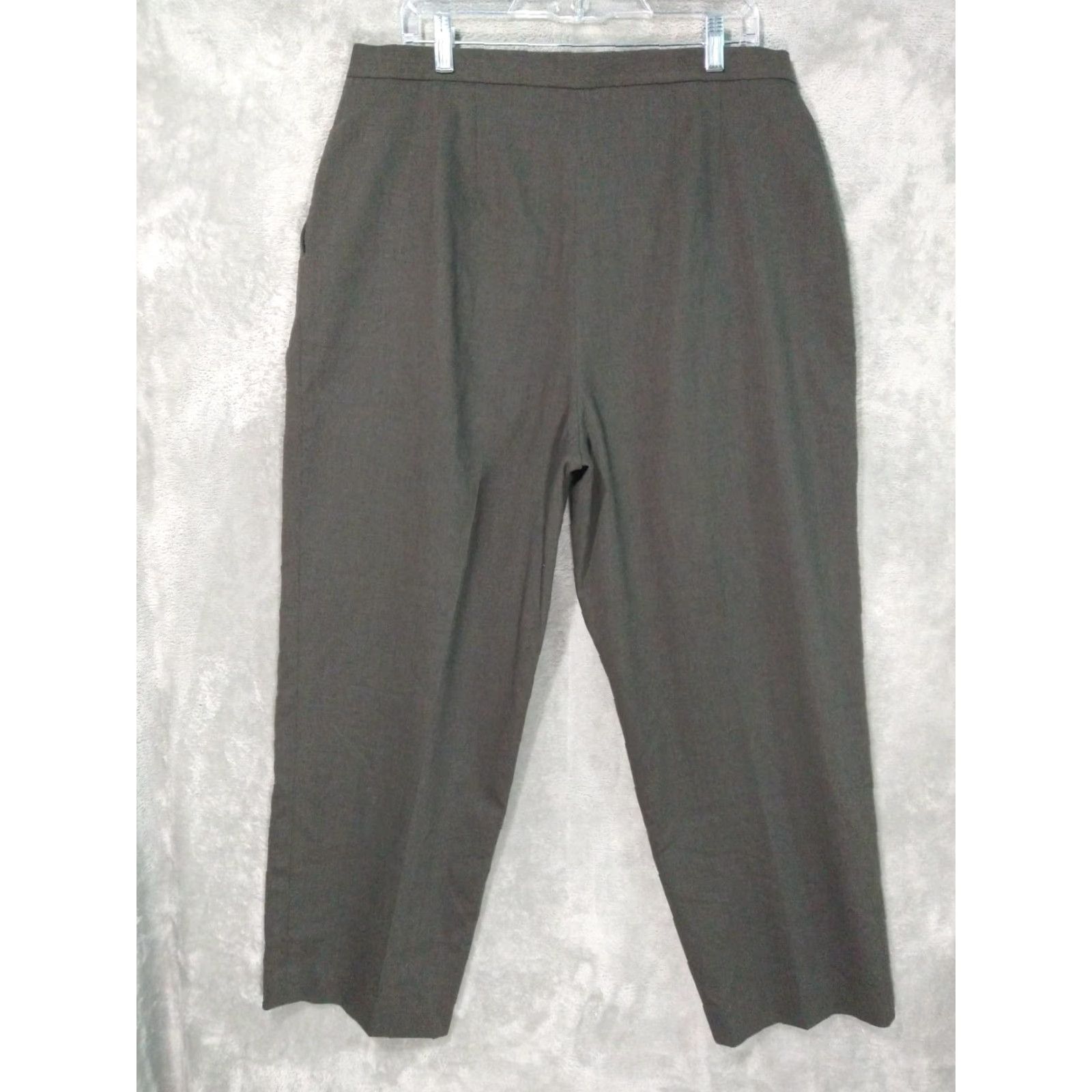 Vintage LL Bean Pants Womens 16 Petite Brown Wool Straight Leg High Rise Pleated Size 38" / US 16 / IT 52 - 2 Thumbnail