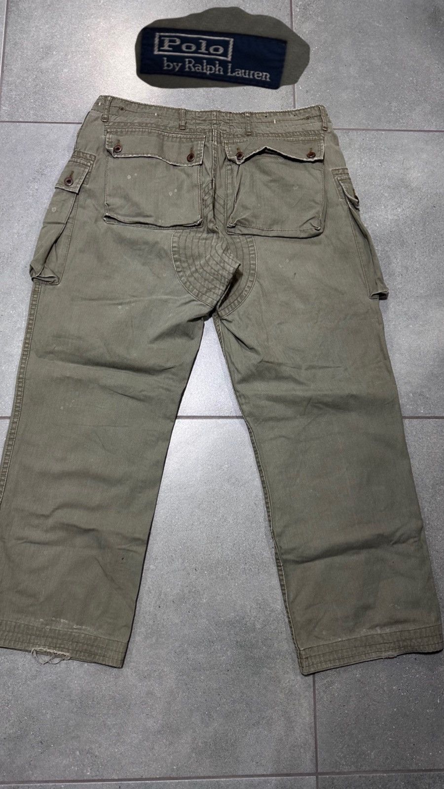 image of Avant Garde x Ralph Lauren Vintage Ralph Laurent Cargo Combat Khaki Pants in Khaki Raw (Size 38)