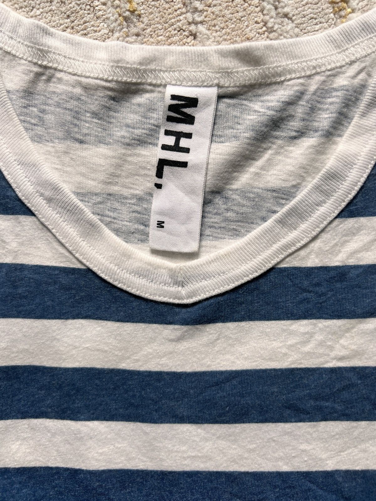 Margaret Howell Margaret Howell Basic Stripe Vneck Tshirt Size US M / EU 48-50 / 2 - 4 Thumbnail