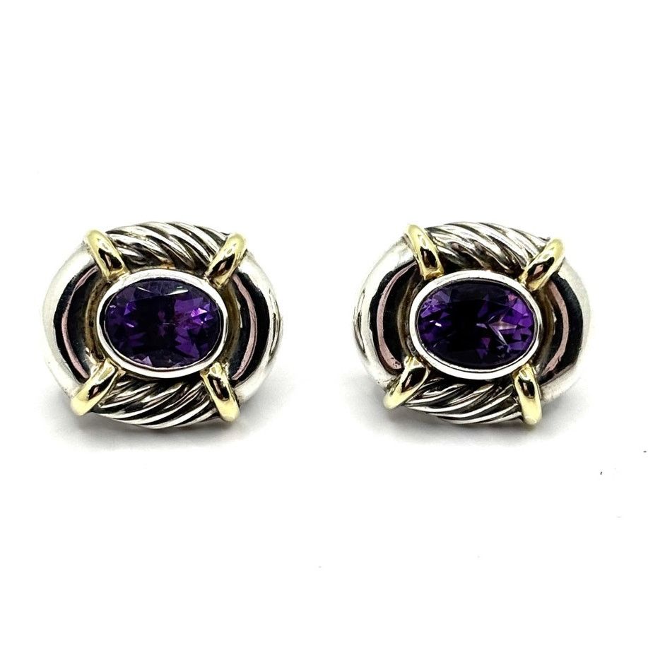 David Yurman DAVID YURMAN Oval Albion Amethyst Earrings Size ONE SIZE - 2 Thumbnail