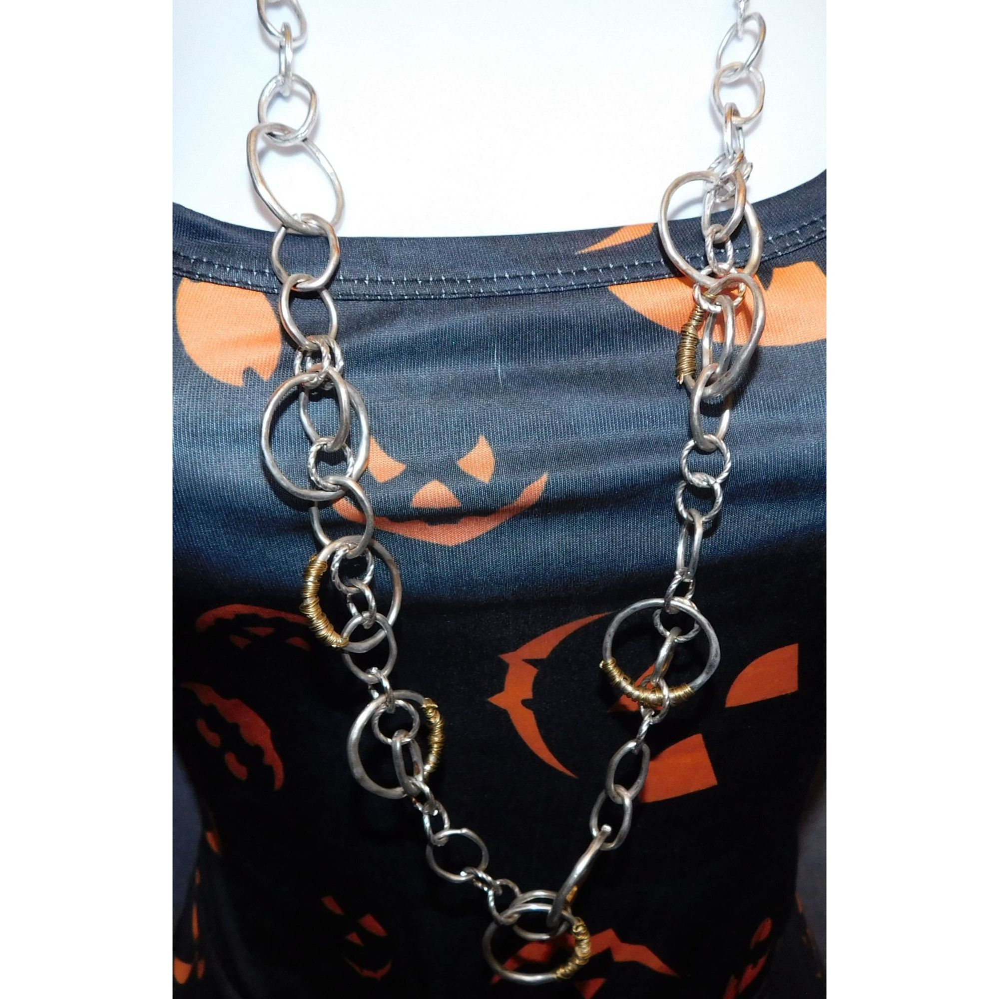 Other Wrapped Circle Geometric Silver And Gold Tone Link Necklace Size ONE SIZE - 5 Thumbnail