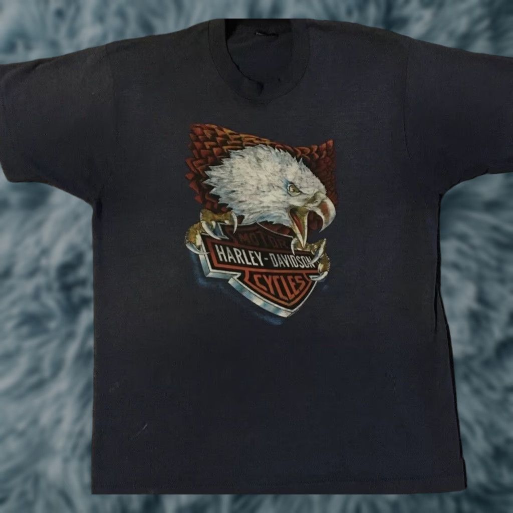Harley Davidson VINTAGE Harley Davidson Shirt XL USA Biker Punk Grunge 90s Eagle Distressed Faded 3D Emblem Graphic Tee Men USA Size US XL / EU 56 / 4 - 1 Thumbnail