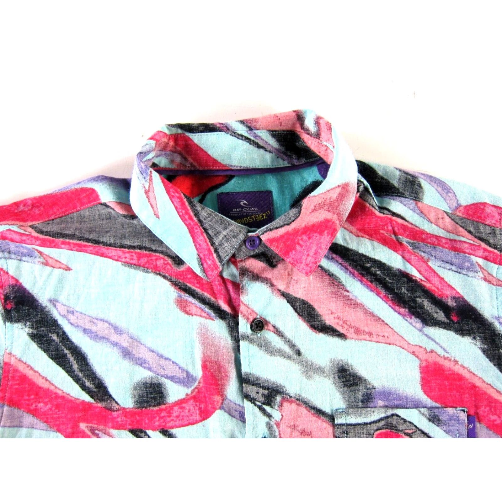 Rip Curl Rip Curl Button-Up Shirt S Geometric Retro Short Sleeve Men Pink Size US S / EU 44-46 / 1 - 3 Thumbnail