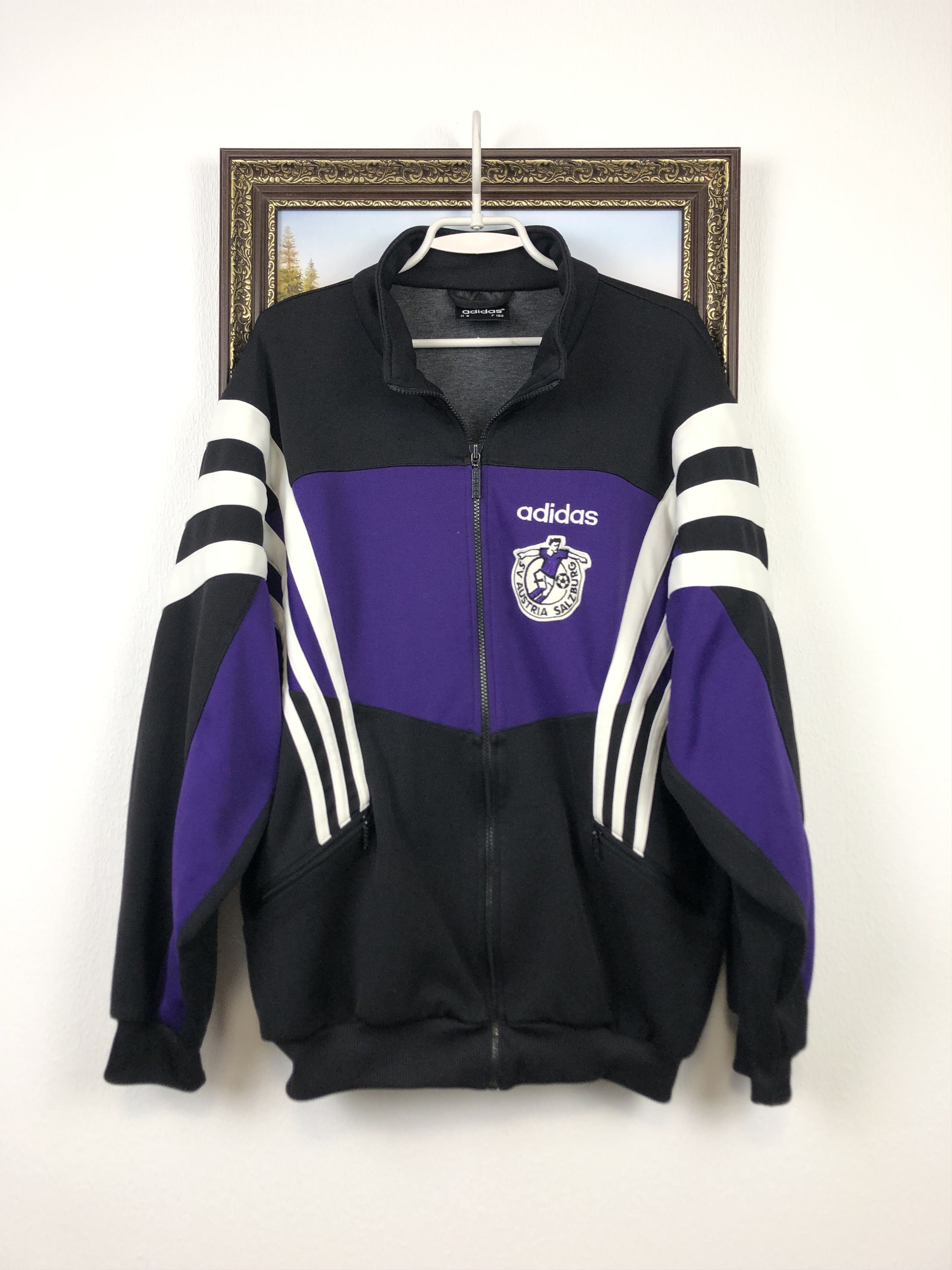 image of Adidas Vintage 90's Red Bull Salzburg Football Sweatshirt Track Top, Men's (Size Large)