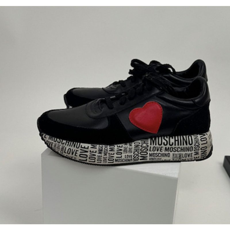 Moschino Love Moschino Heart Patch Platform Sneakers Black Size 8 Size US 8 / IT 38 - 12 Thumbnail