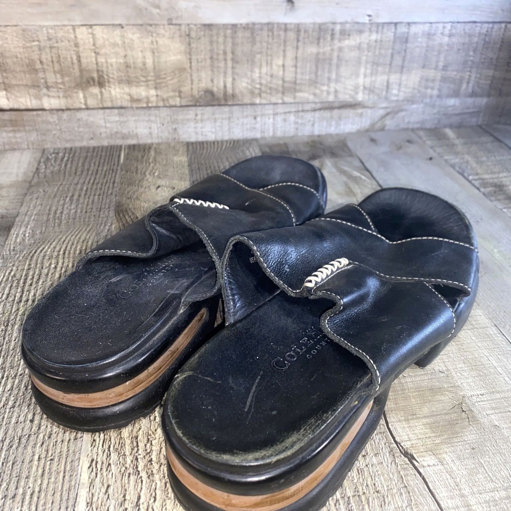 Cole Haan Women’s Cole Haan Slip On Flat Black Leather 8.5/8.5 Women’s Bullhide Leather Seude Size 8. Size US 9 / IT 39 - 4 Thumbnail