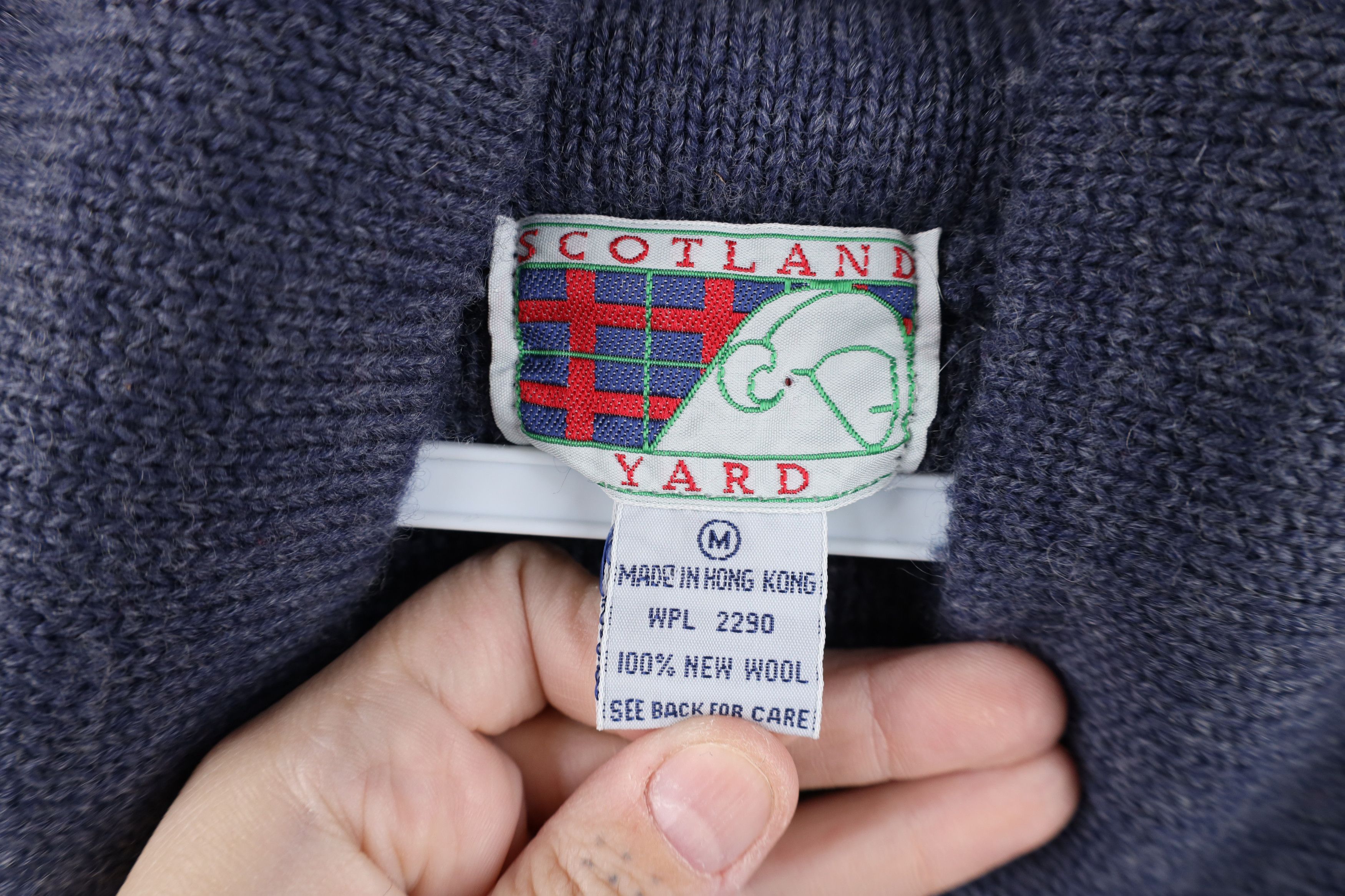 Vintage Vintage 90s Streetwear Wool Ribbed Knit Shawl Sweater Blue Size US M / EU 48-50 / 2 - 6 Thumbnail