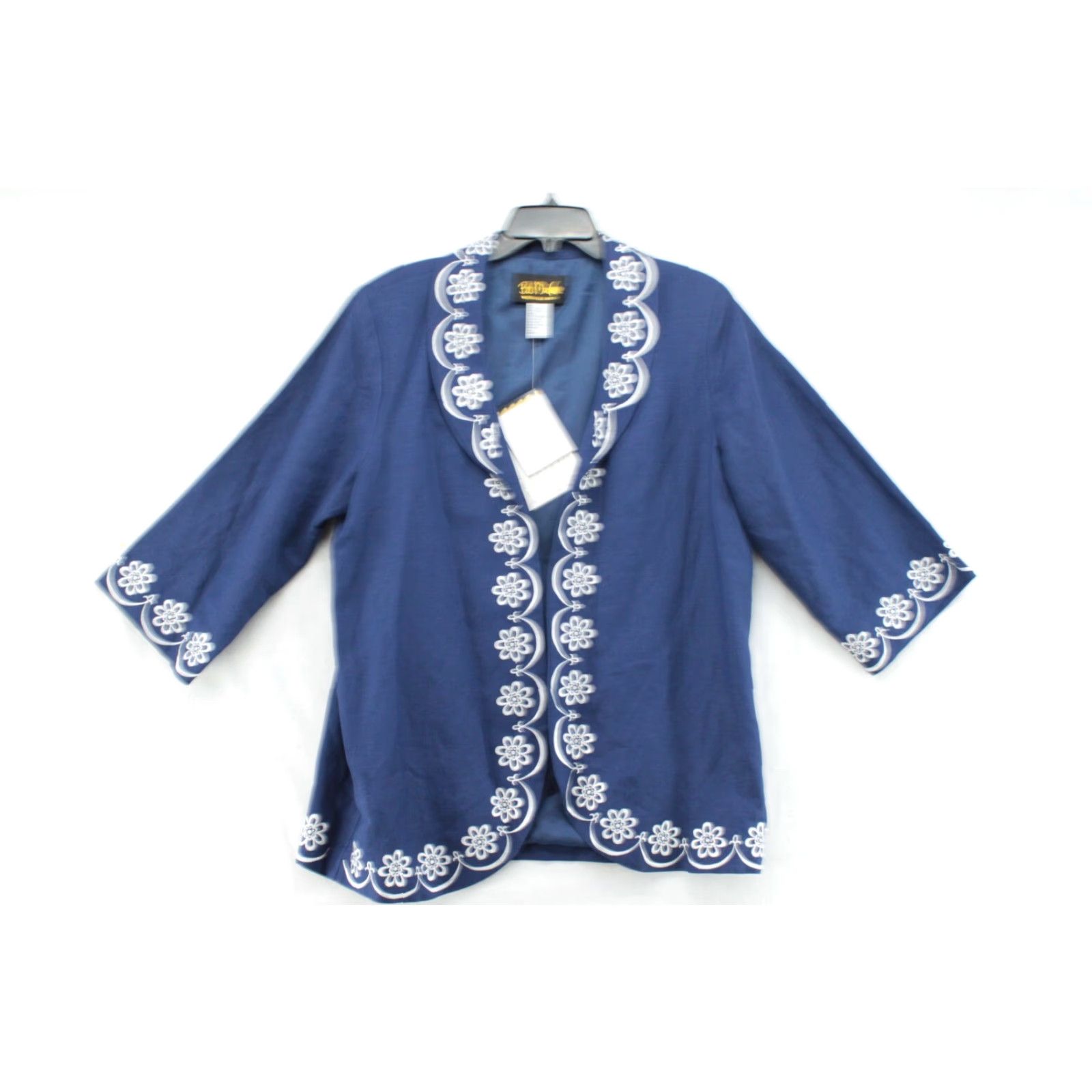 Bob Mackie VINTAGE Bob Mackie Wearable Art Jacket Womens Large Blue Linen Blend Embroidered Size L / US 10 / IT 46 - 2 Thumbnail