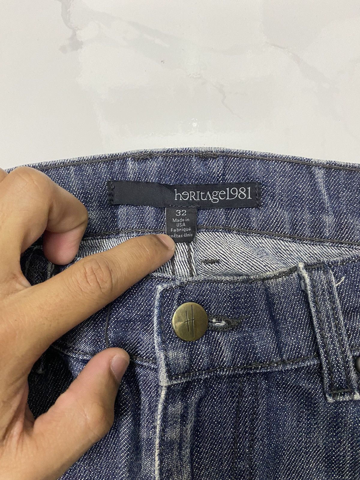 Japanese Brand 🔥Made In USA Heritage 1981 Distressed Denim Jeans Size US 34 / EU 50 - 7 Thumbnail