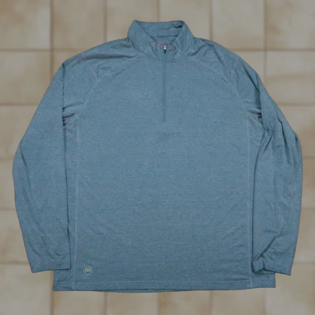 TravisMathew Travis Mathew Pullover Mens 2XL Blue Quarter Zip Athletic Golf Shirt Long Sleeve Mock Neck Zip 1/4 Zip All Seasons Breathable Stretch Vintage: No Size US XXL / EU 58 / 5 - 1 Thumbnail