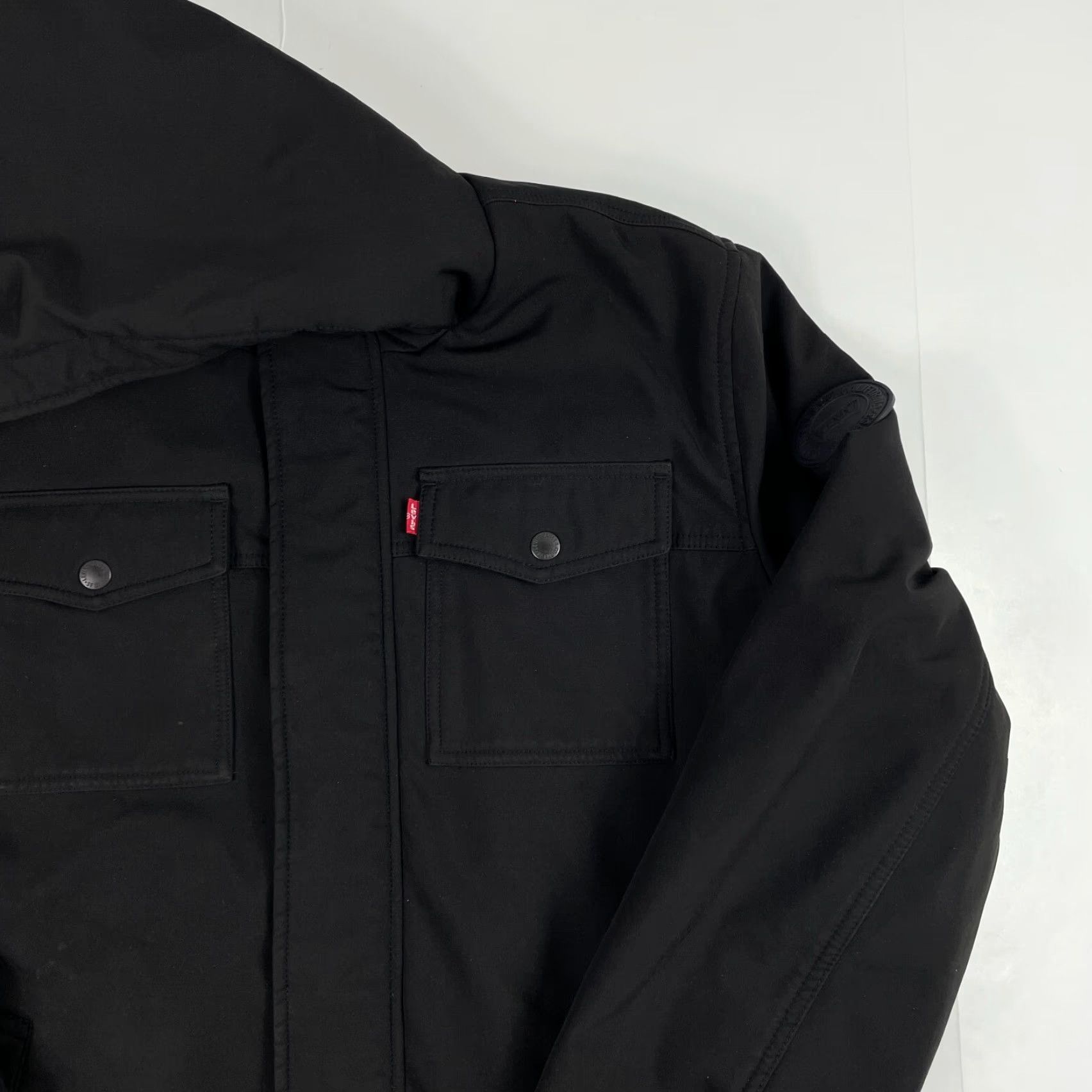 Levi's VINTAGE Levi's Jacket Mens Large Black Sherpa Lined Hooded Softshell Hiking Work Wear Size US L / EU 52-54 / 3 - 3 Thumbnail
