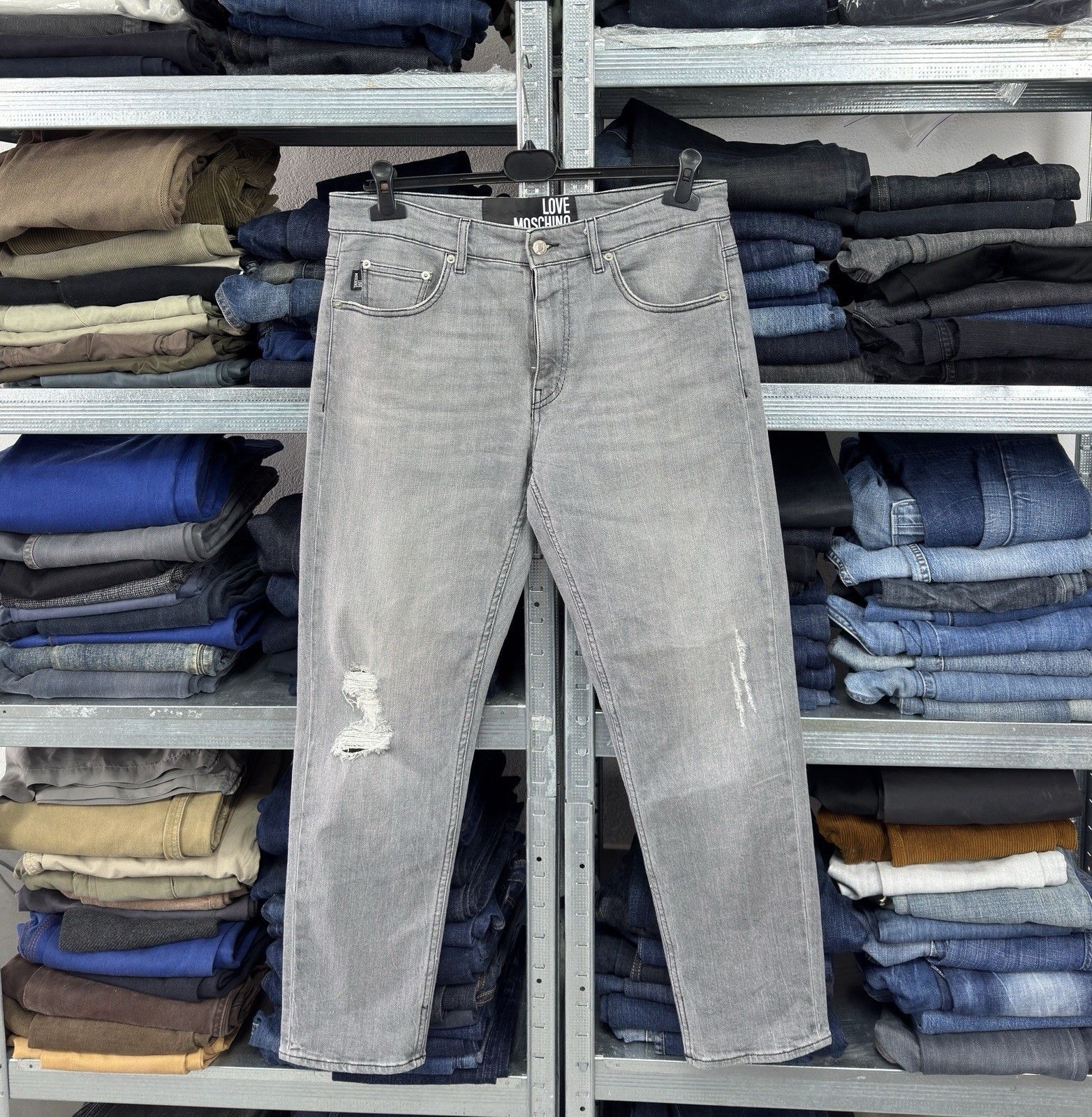 Moschino Love Moschino Men Distressed Gray Jeans Size 33 Size US 33 - 1 Thumbnail