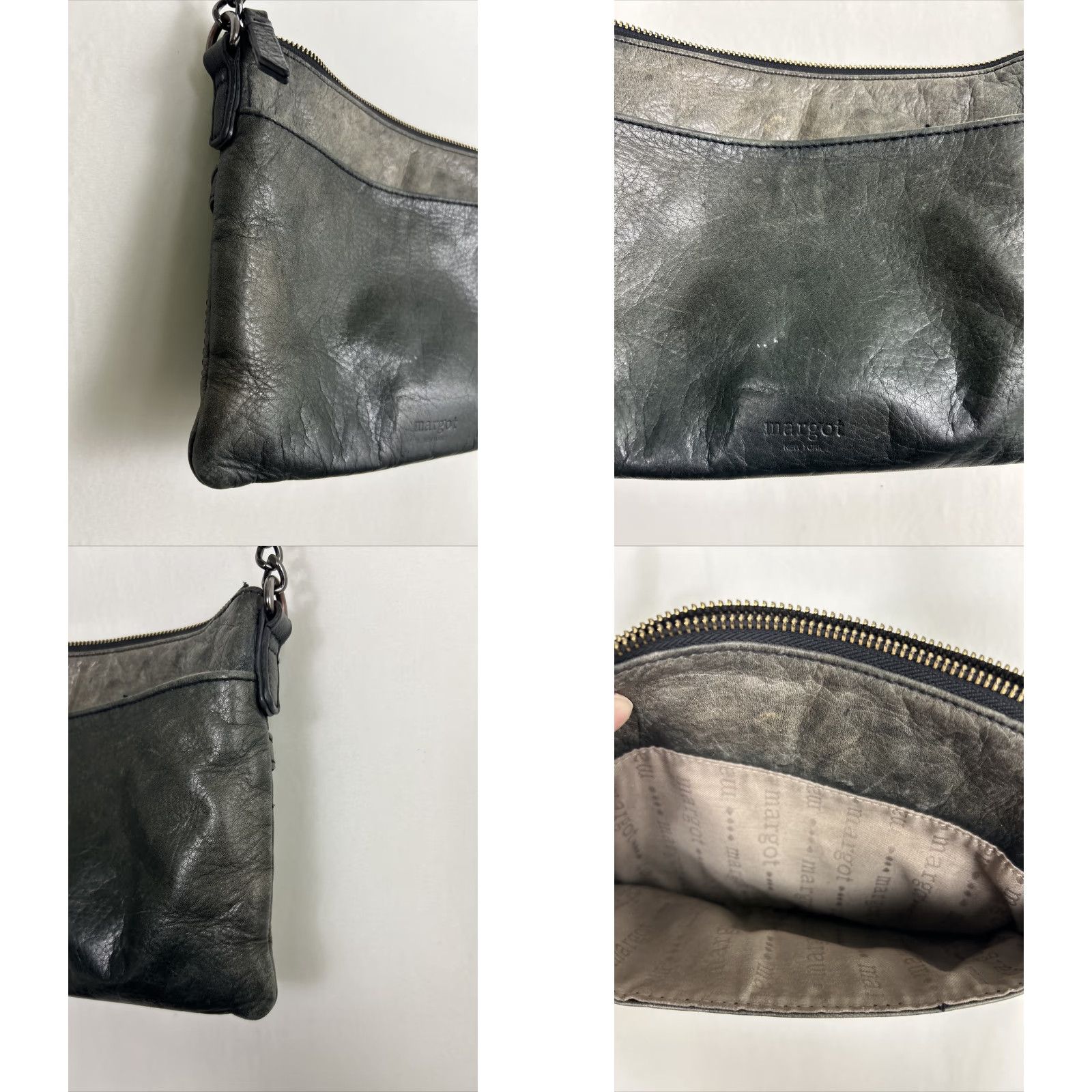 Vintage Margot New York crossbody Purse Rectangular Gray Black Leather Adjustable 10x7x1 Size ONE SIZE - 10 Thumbnail