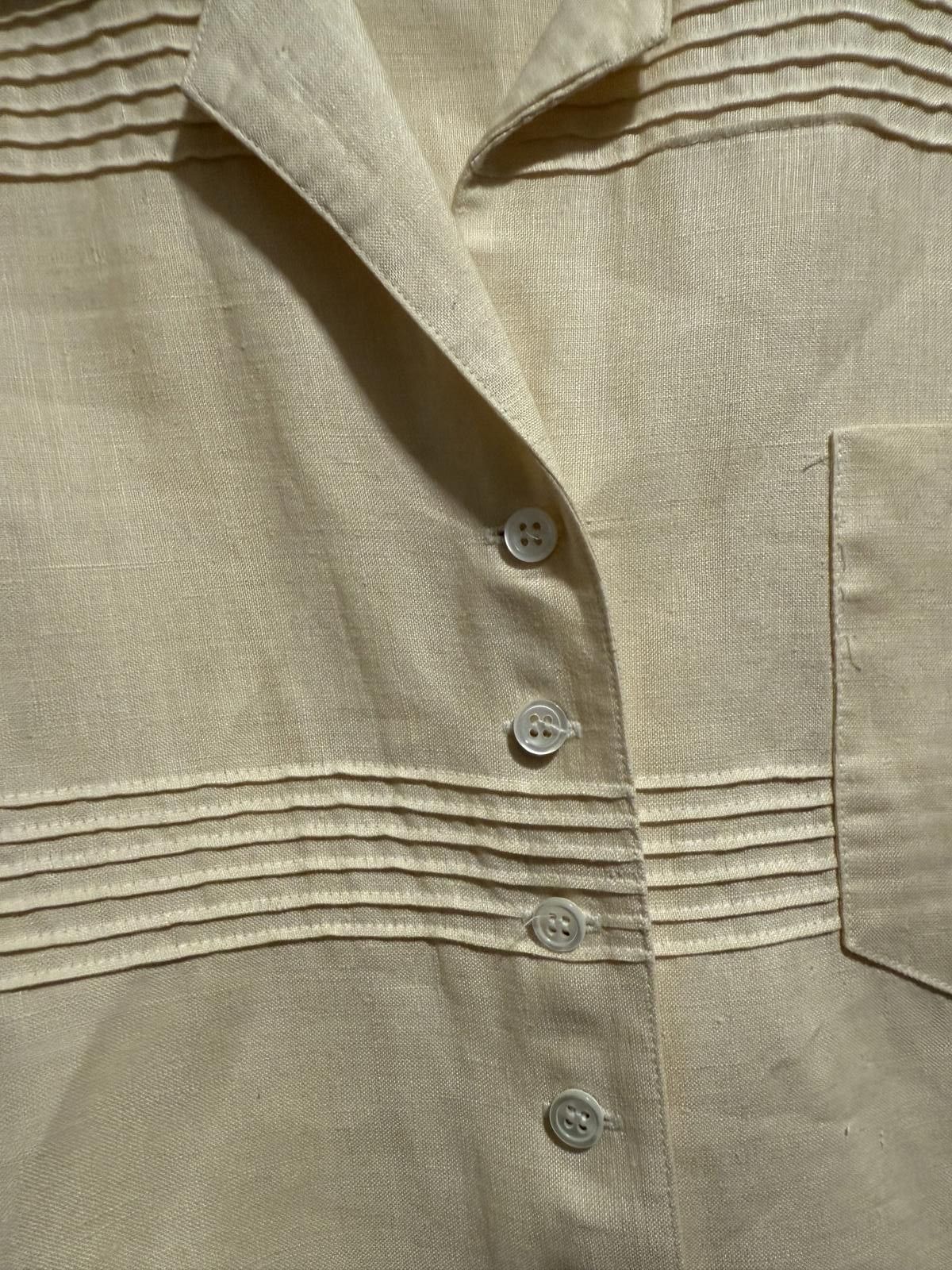Designer Liz Claiborne Vintage Cream button-up Linen (10) Size L / US 10 / IT 46 - 4 Thumbnail