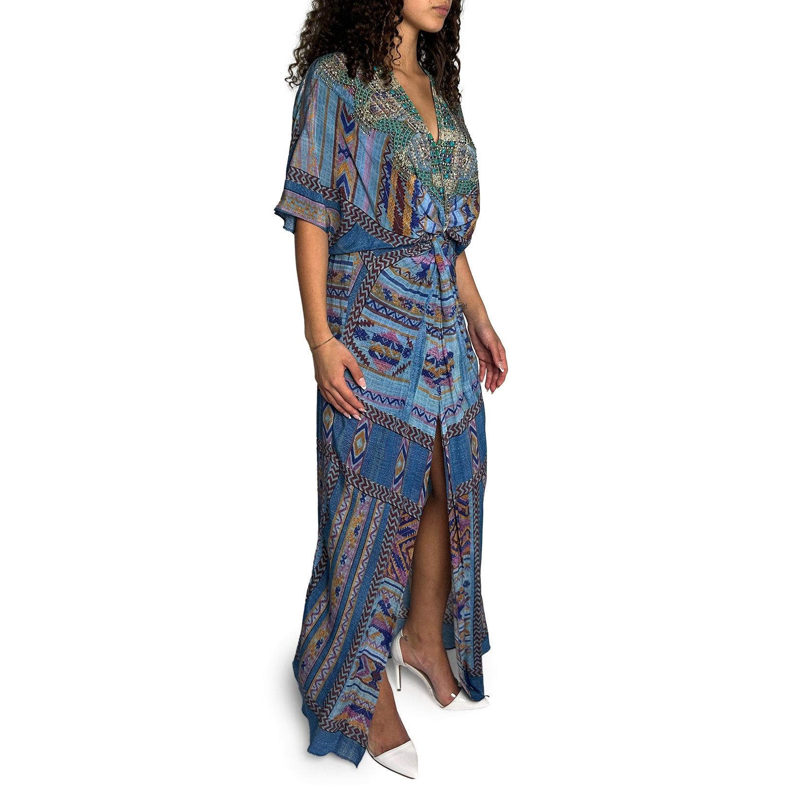 CAMILLA Gather Waist Blue Maxi Dress Size M / US 6-8 / IT 42-44 - 2 Thumbnail