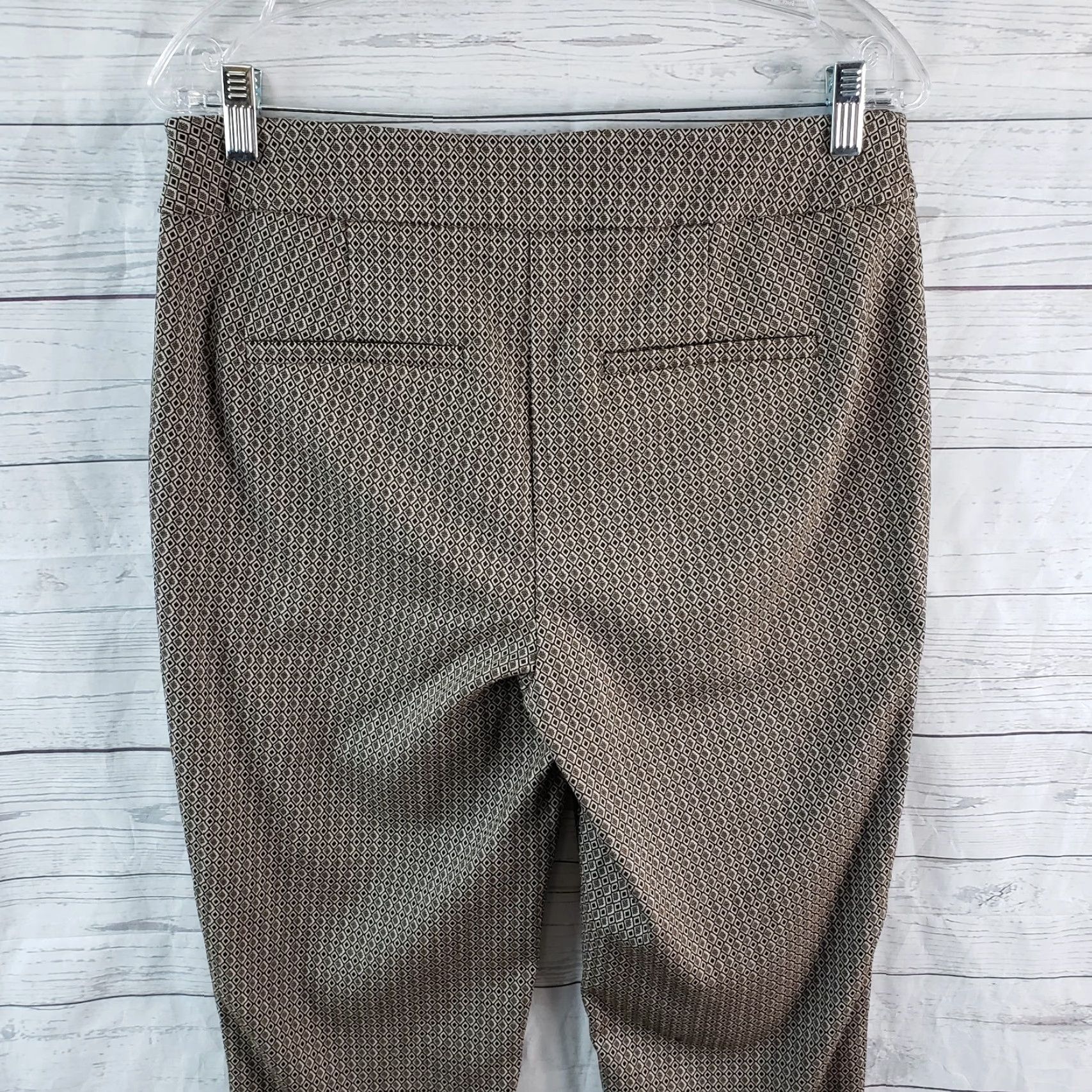 Vintage Chico's Womens Pants Pull On S 8 Black Brown Geometric Mid Rise Rayon Blend Size 30" / US 8 / IT 44 - 4 Thumbnail