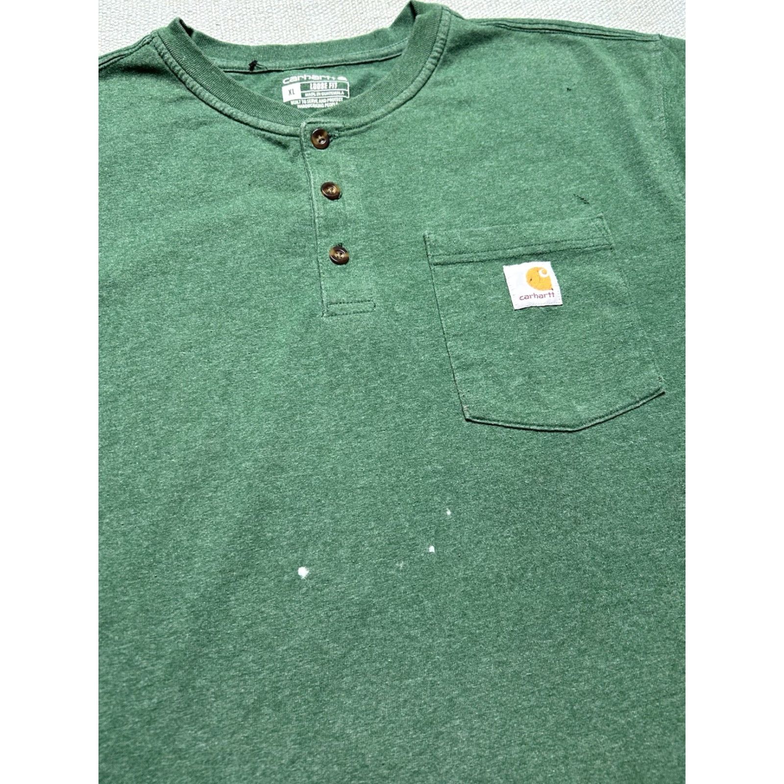 Carhartt VINTAGE Carhartt Long Sleeve Henley T Shirt Loose Fit Green Blank Distressed Adult XL Size US XL / EU 56 / 4 - 5 Thumbnail