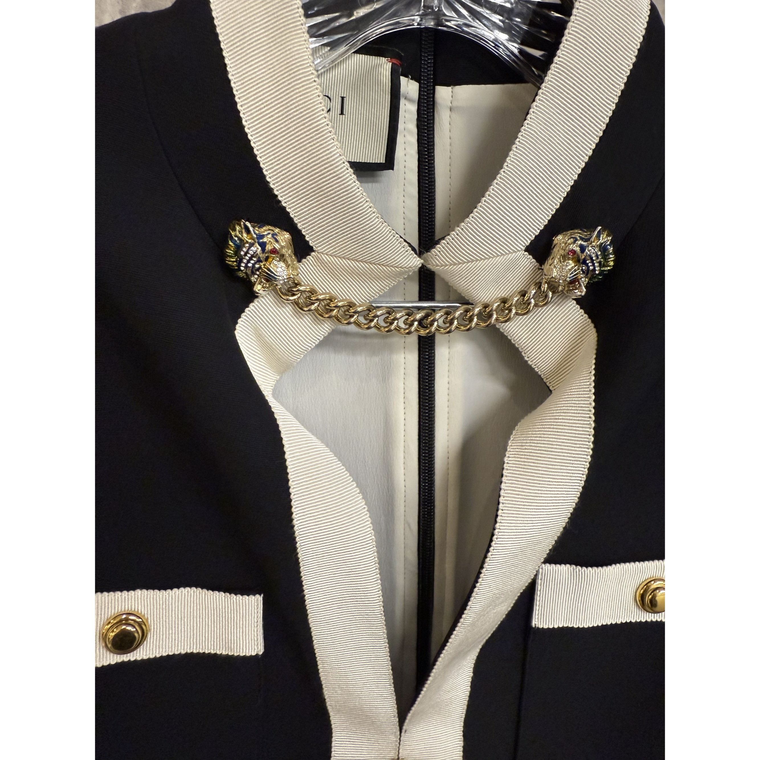 Gucci Gucci Womens Black & White Short-Sleeve Button-Up Blazer Dre Size S / US 4 / IT 40 - 10 Thumbnail