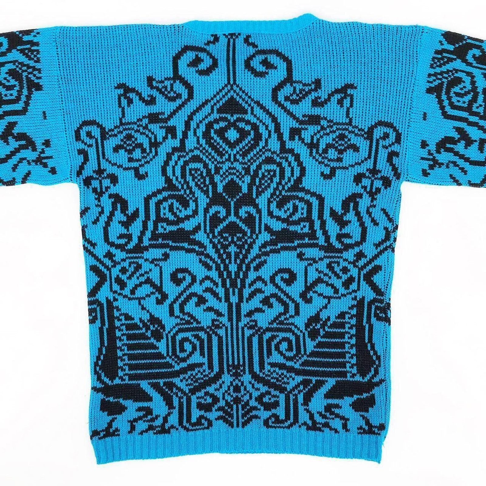 Vintage 80s aqua & black sweater 1980s vintage Size M / US 6-8 / IT 42-44 - 2 Thumbnail