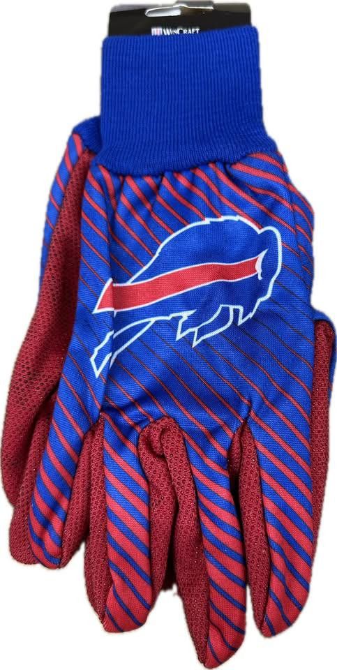 Designer Buffalo Bills Football NFL Sport Utility Work Grip Gloves Size ONE SIZE - 1 Thumbnail