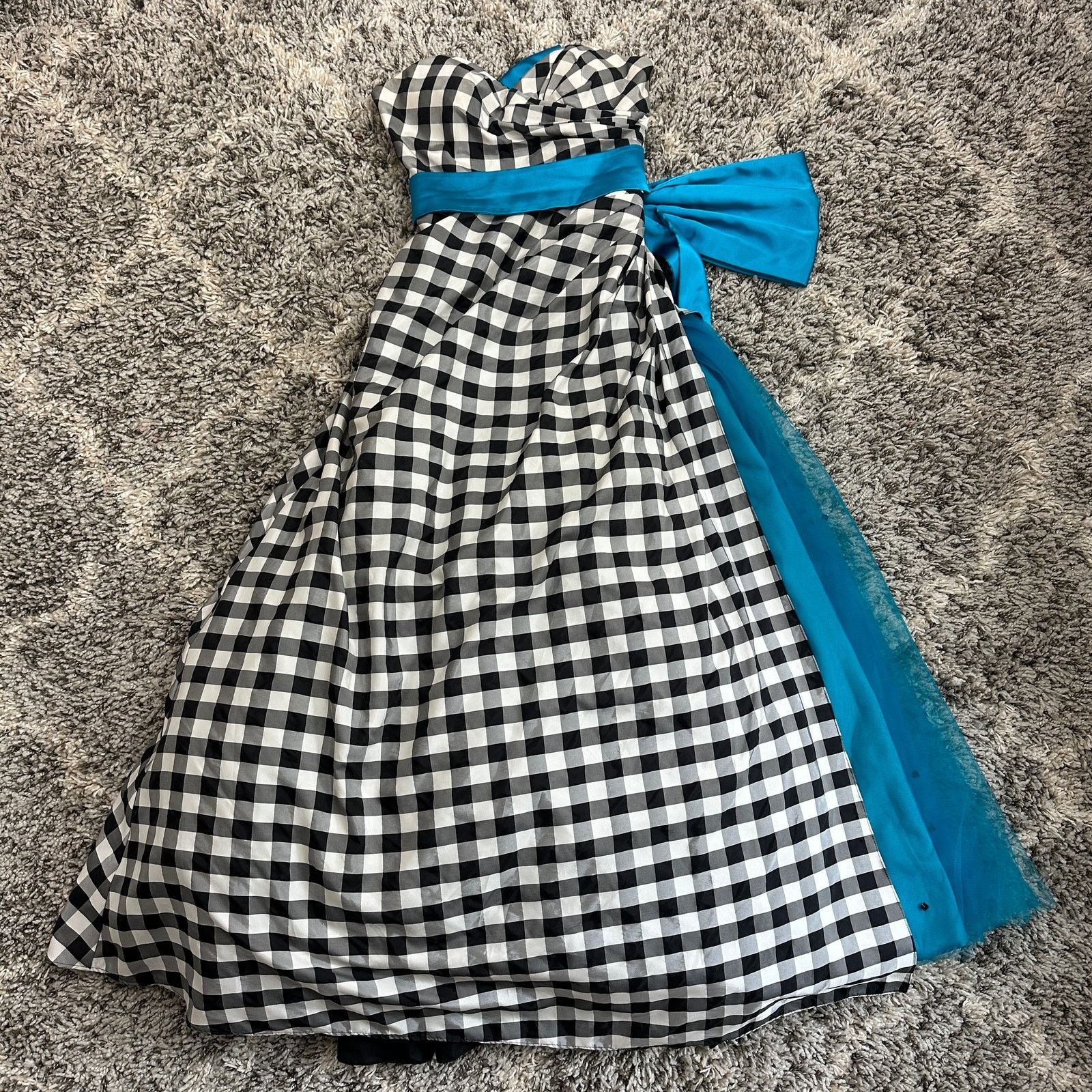 Other HFH Black White Gingham Taffeta Prom Pageant Gown Dress 4 Size S / US 4 / IT 40 - 2 Thumbnail