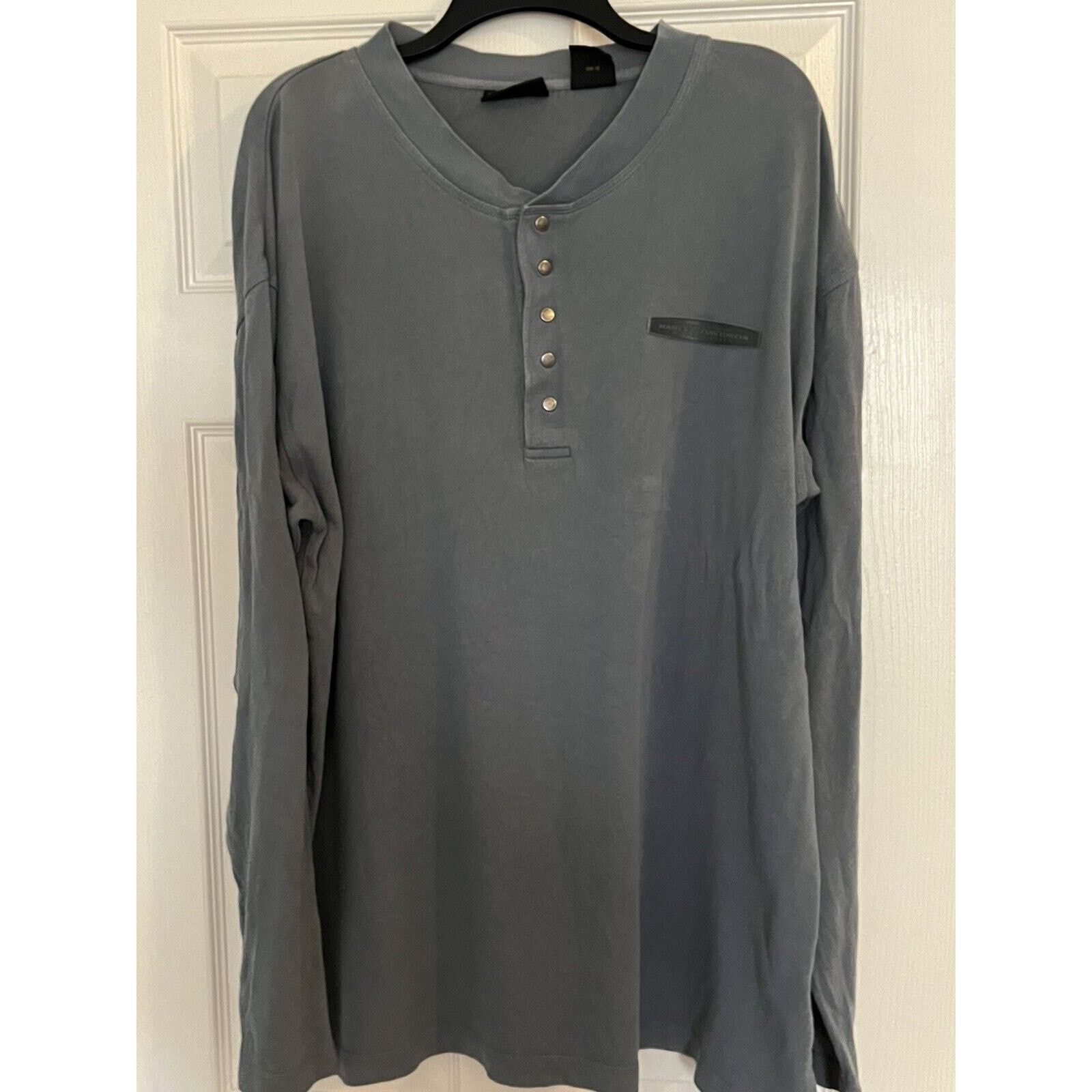 Harley Davidson Harley-Davidson Mens Long Sleeve 1/4 Button Shirt Sz XL Gray Size US XL / EU 56 / 4 - 1 Thumbnail