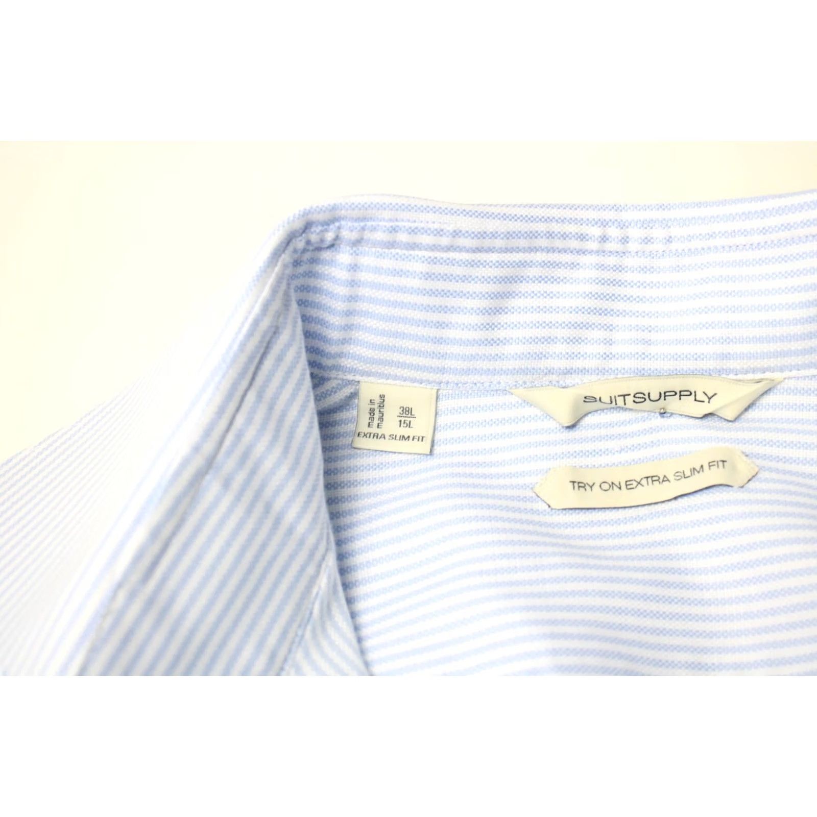 Suitsupply Suitsupply Try On Extra Slim Fit Formal Shirt Men's 38L / 15L Pinstripe Blue Shirt Dress Shirt Mens Slim Fit Blue Pinstripe 38L 15L Size 38L - 7 Thumbnail