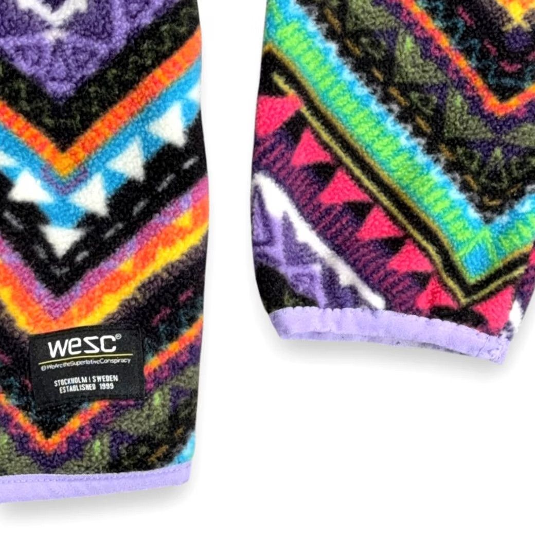 WeSC VINTAGE WeSc Sweater Adult MEDIUM Purple Fleece Southwestern Aztec Rainbow Quarter Zip Mens Size US M / EU 48-50 / 2 - 5 Thumbnail