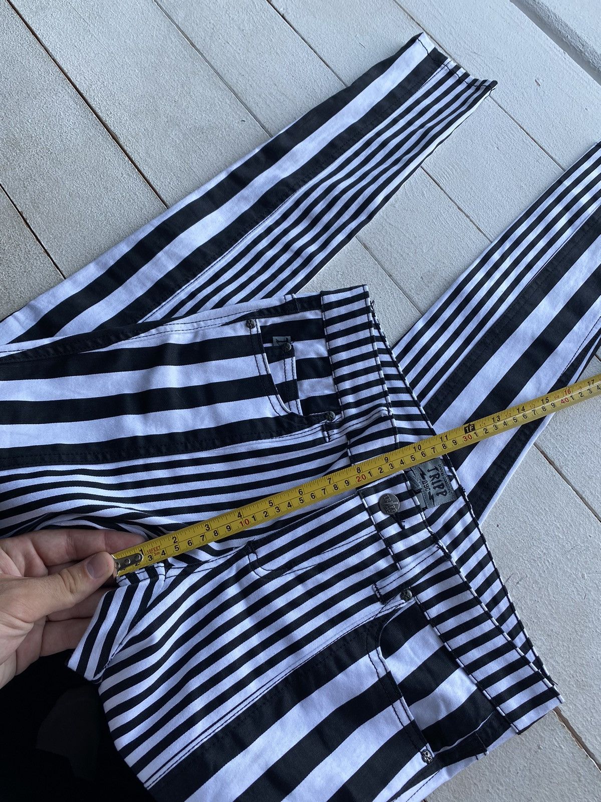 Tripp NYC 🔗Gothic Punk Opium Tripp NYC Black&White Wednesday Pants Size 27" / US 4 / IT 40 - 13 Thumbnail