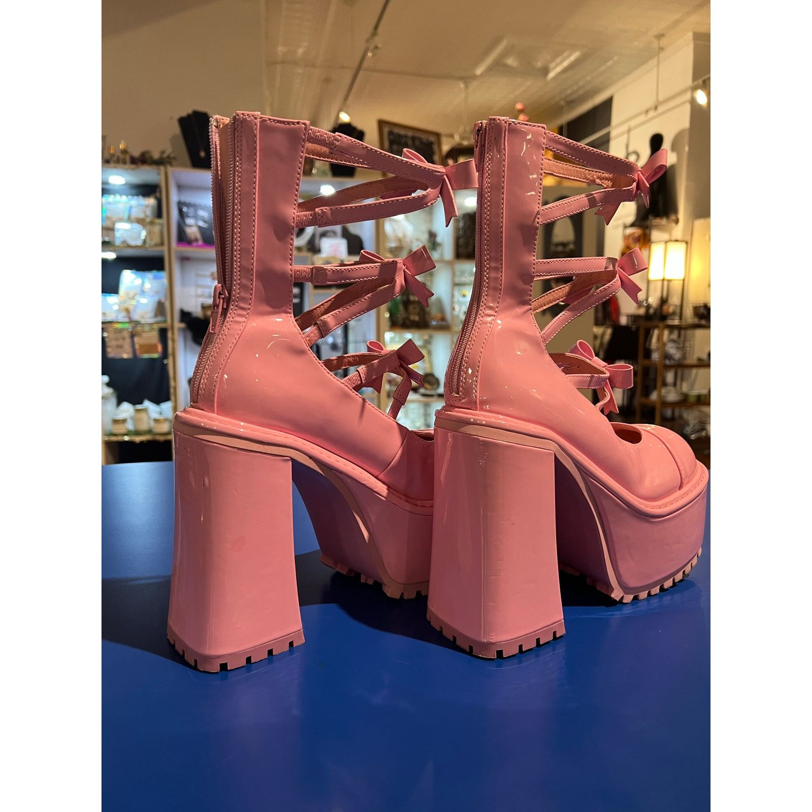 Demonia Cult Sugar Thrillz Pink Platforms with Bows! Size US 8 / IT 38 - 4 Thumbnail