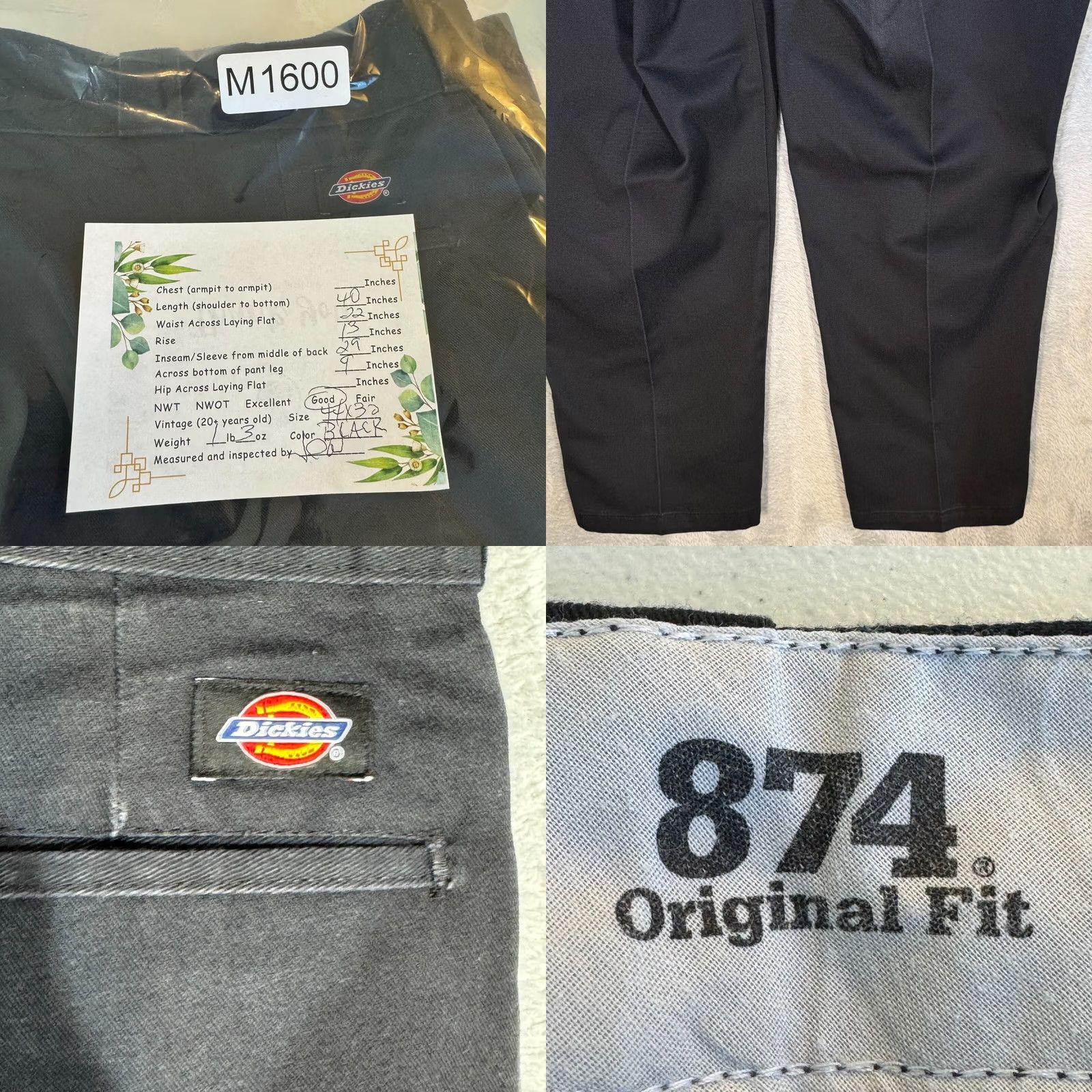 Dickies Dickies 874 Men’s Work Pants 44 x 30 Black Original Fit High Rise Workwear Size US 44 / EU 60 - 7 Thumbnail