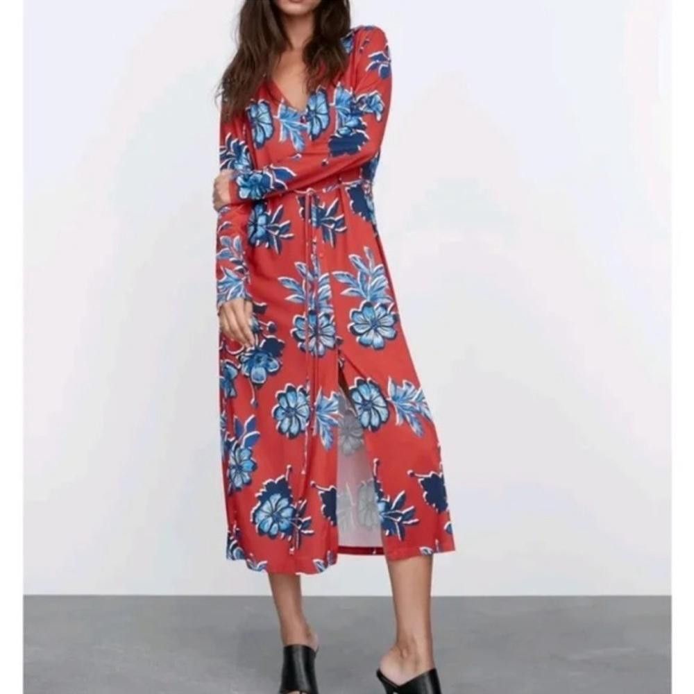 Zara Zara l Floral Print Button Down Long Sleeve Midi Dress Small Size S / US 4 / IT 40 - 10 Thumbnail
