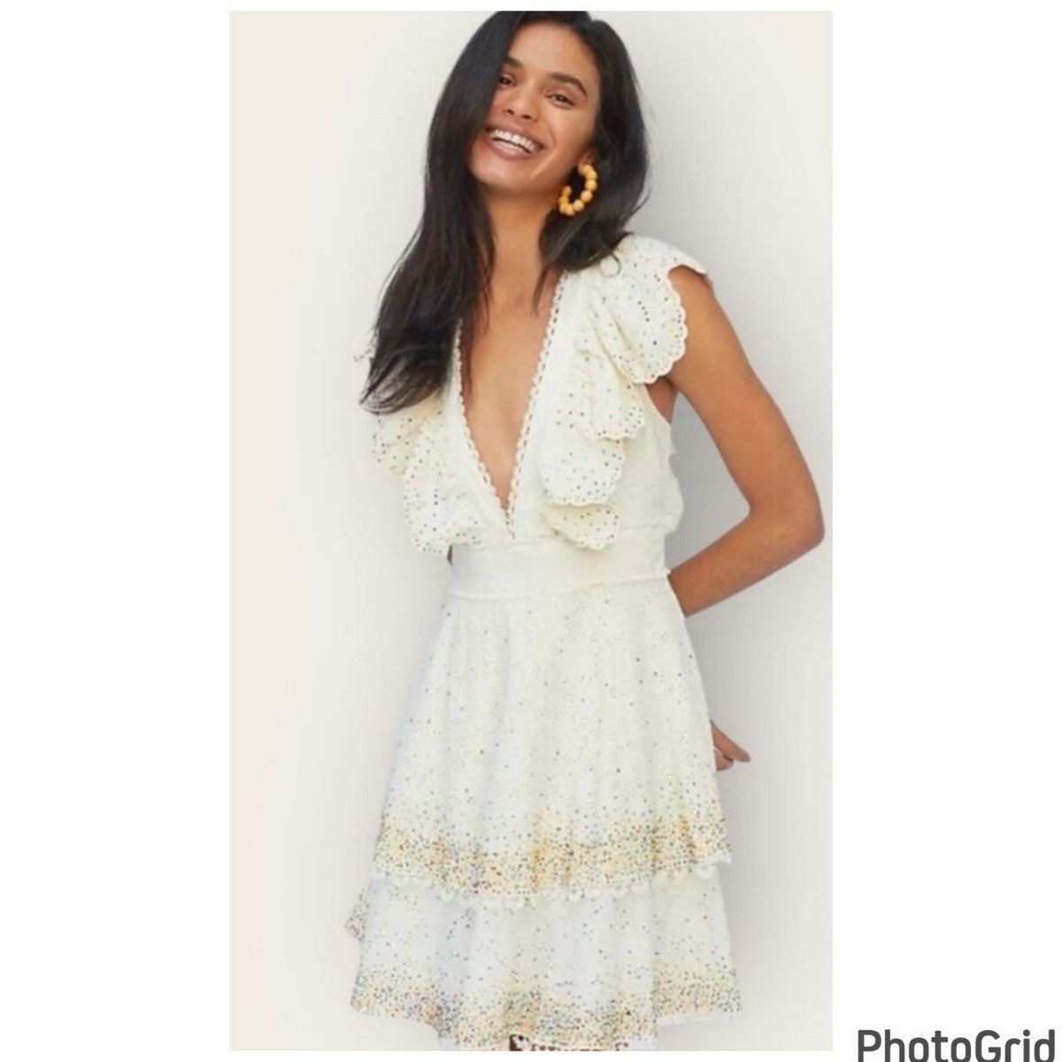 Farm Rio Anthropologie FARM Rio Beaded Handmade Eyelet Dress Size S / US 4 / IT 40 - 16 Thumbnail