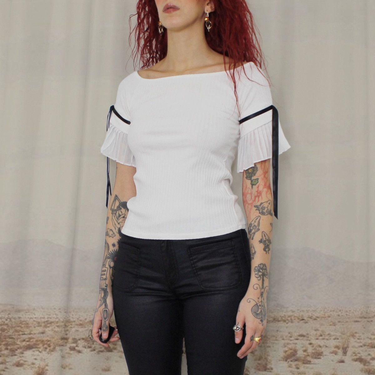 Other 🪽WHITE RUFFLE TOP🪽 Size S / US 4 / IT 40 - 2 Thumbnail