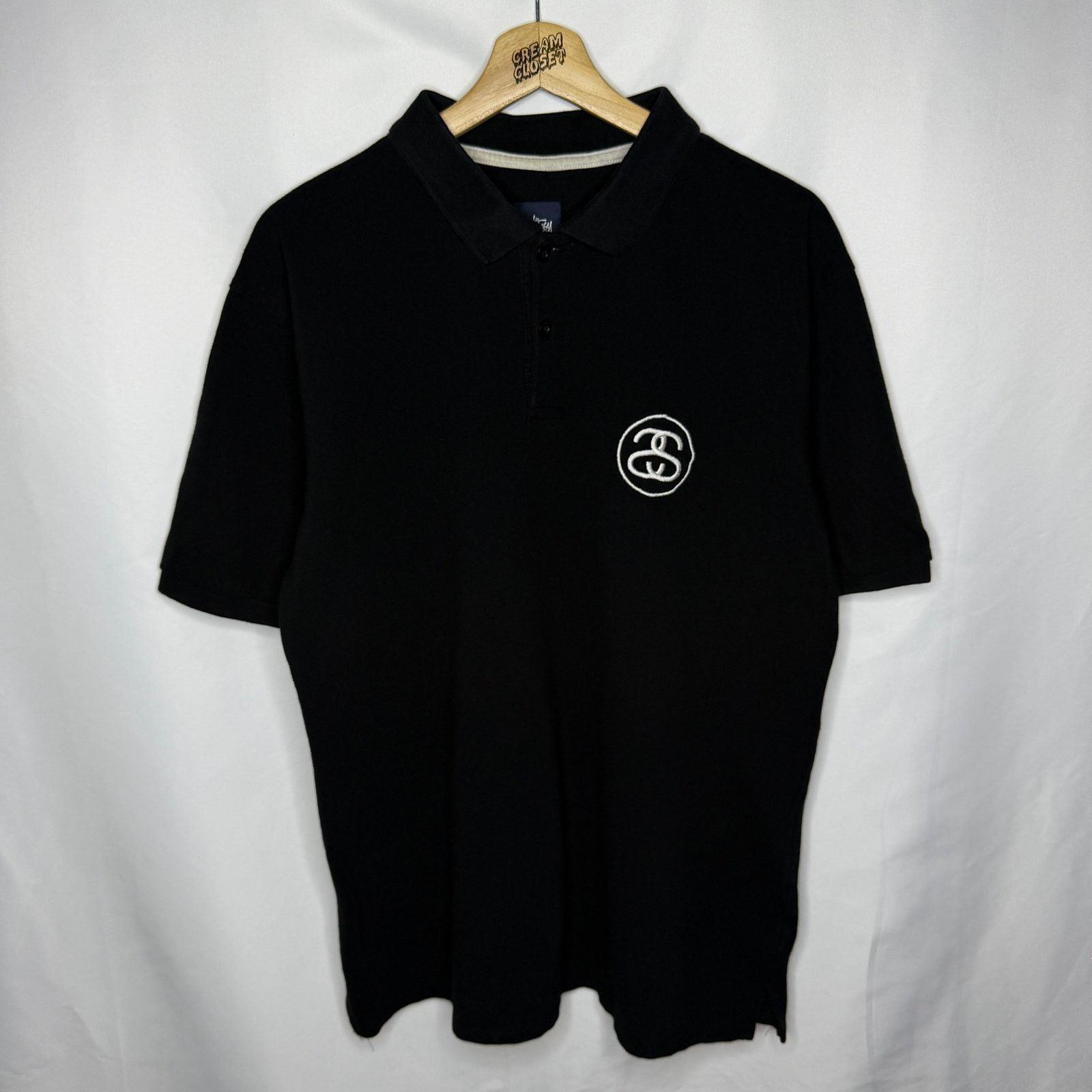 Streetwear × Stussy Stussy black logo polo shirt | Grailed