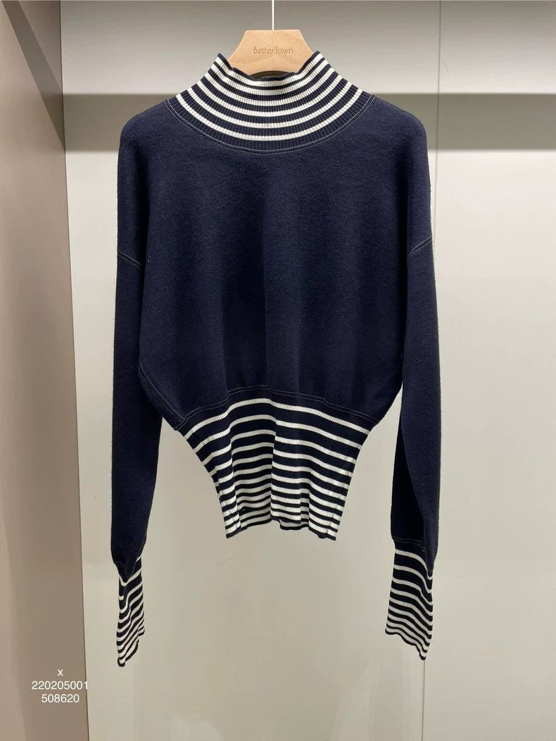 Loewe LOEWE Dark blue striped cotton knit sweater Size S / US 4 / IT 40 - 1 Thumbnail