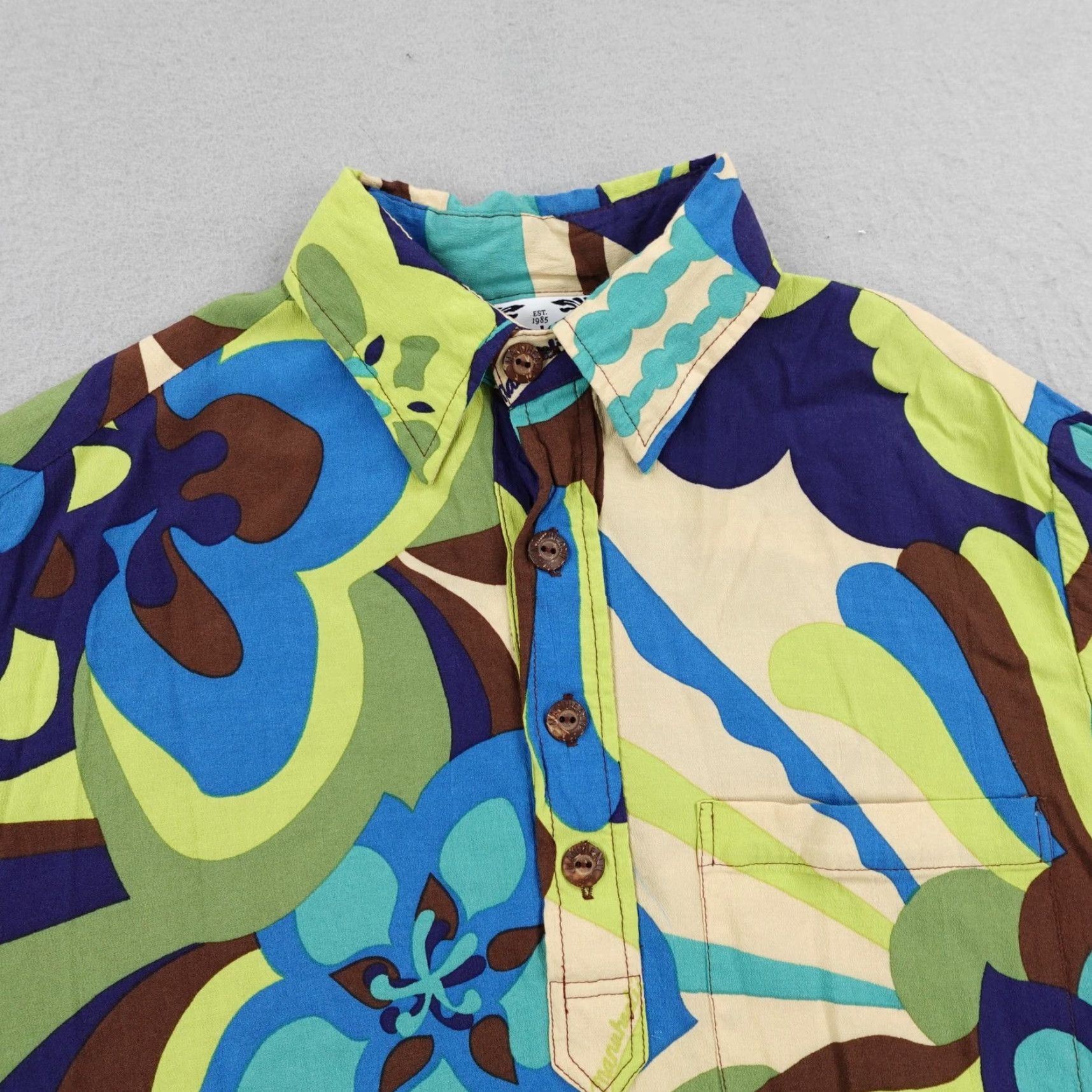 ALOHAS Vintage Manuheali'i Hawaiian Shirt Mens Small Green Blue Aloha Floral Pullover Size US S / EU 44-46 / 1 - 2 Thumbnail
