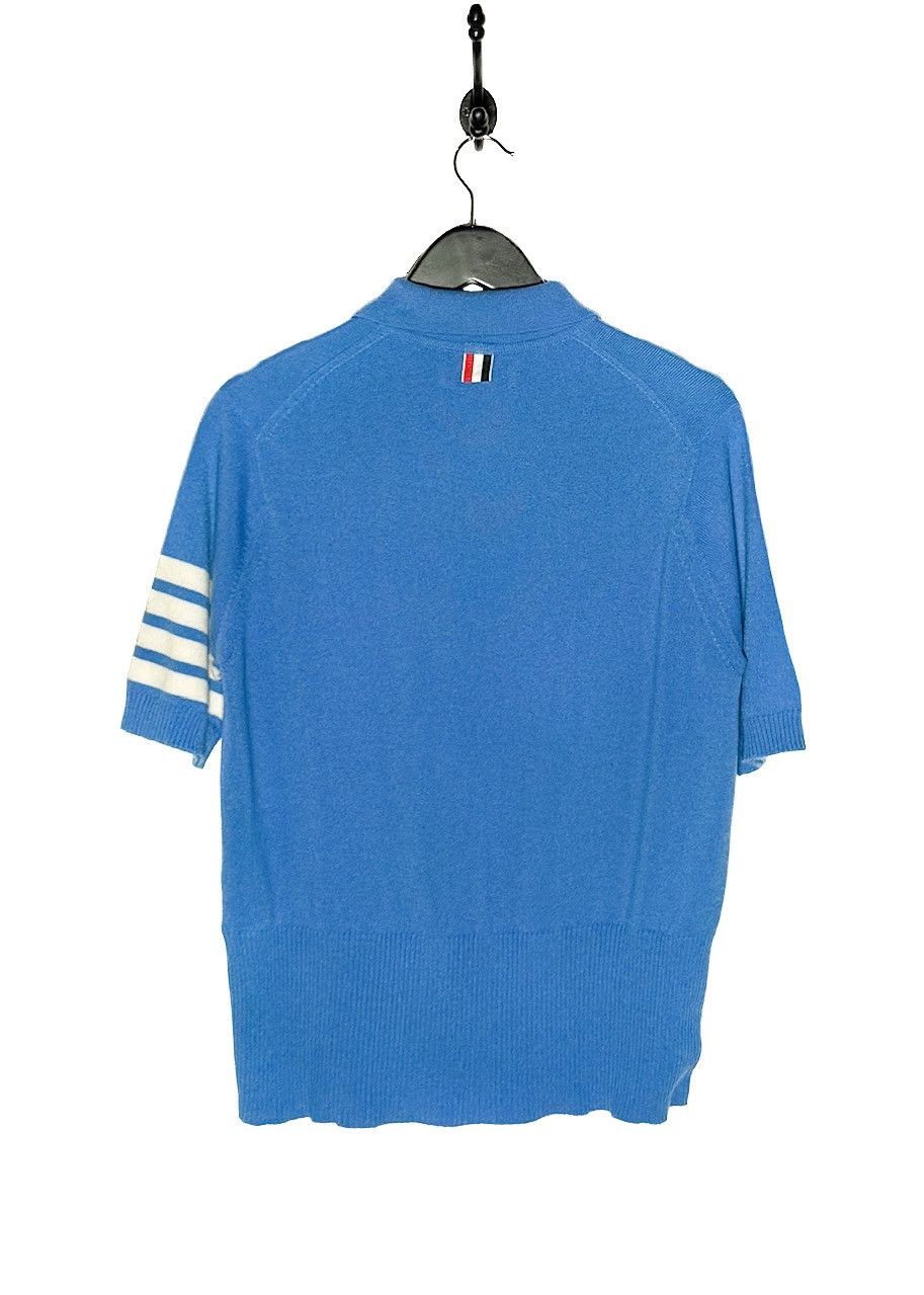 Thom Browne Thom Browne Blue Cashmere 4-Bar Short Sleeve Knit Polo Shirt Size US XL / EU 56 / 4 - 5 Thumbnail