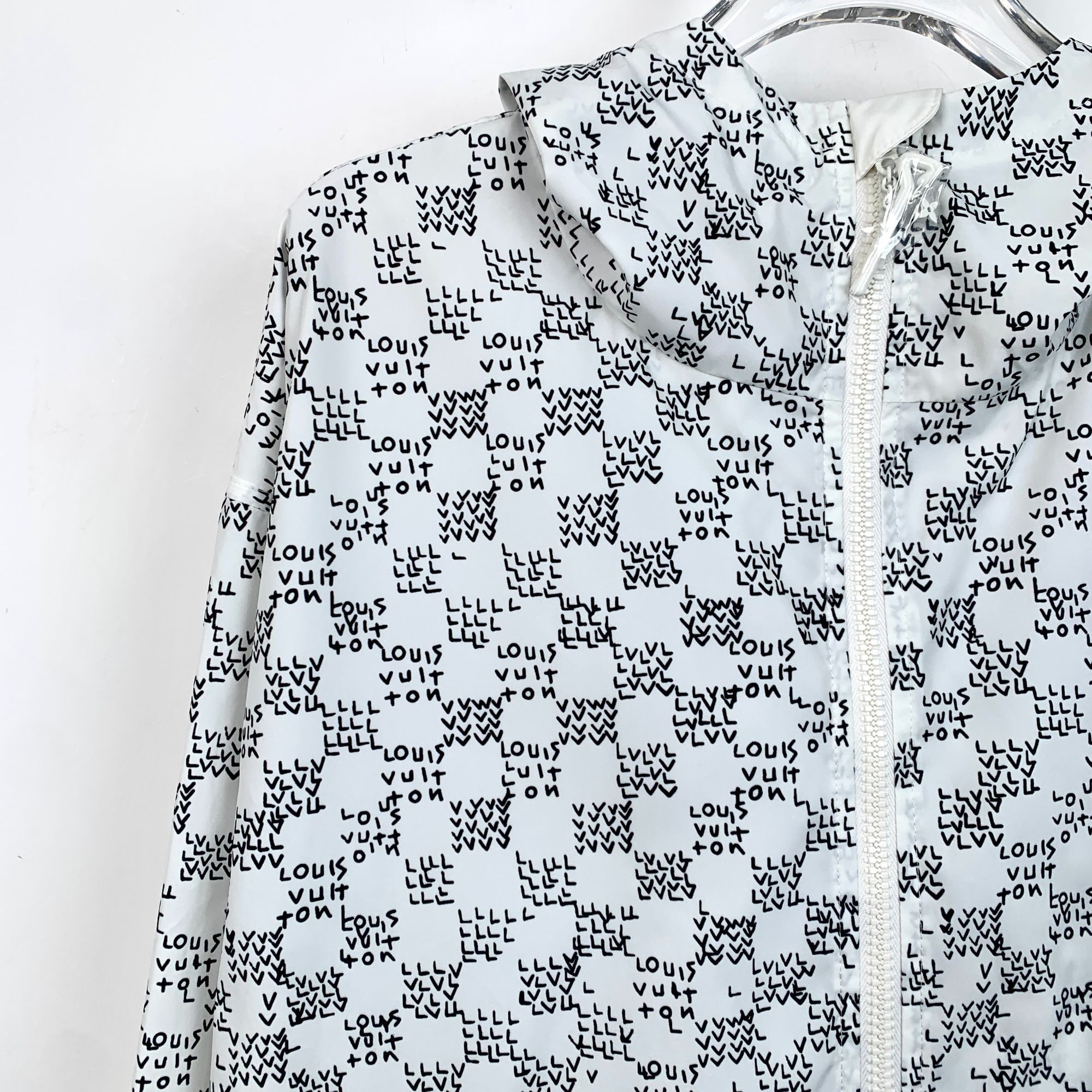 Louis Vuitton Louis Vuitton Mens White Geometric Print Hooded Jacket Size Size US M / EU 48-50 / 2 - 3 Thumbnail