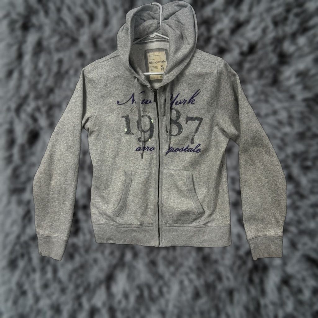 Vintage VINTAGE Aeropostale Hoodie XL Full Zip Sequins Embroidered Retro Y2K Mall Glam Mcbling Size XL / US 12-14 / IT 48-50 - 1 Thumbnail