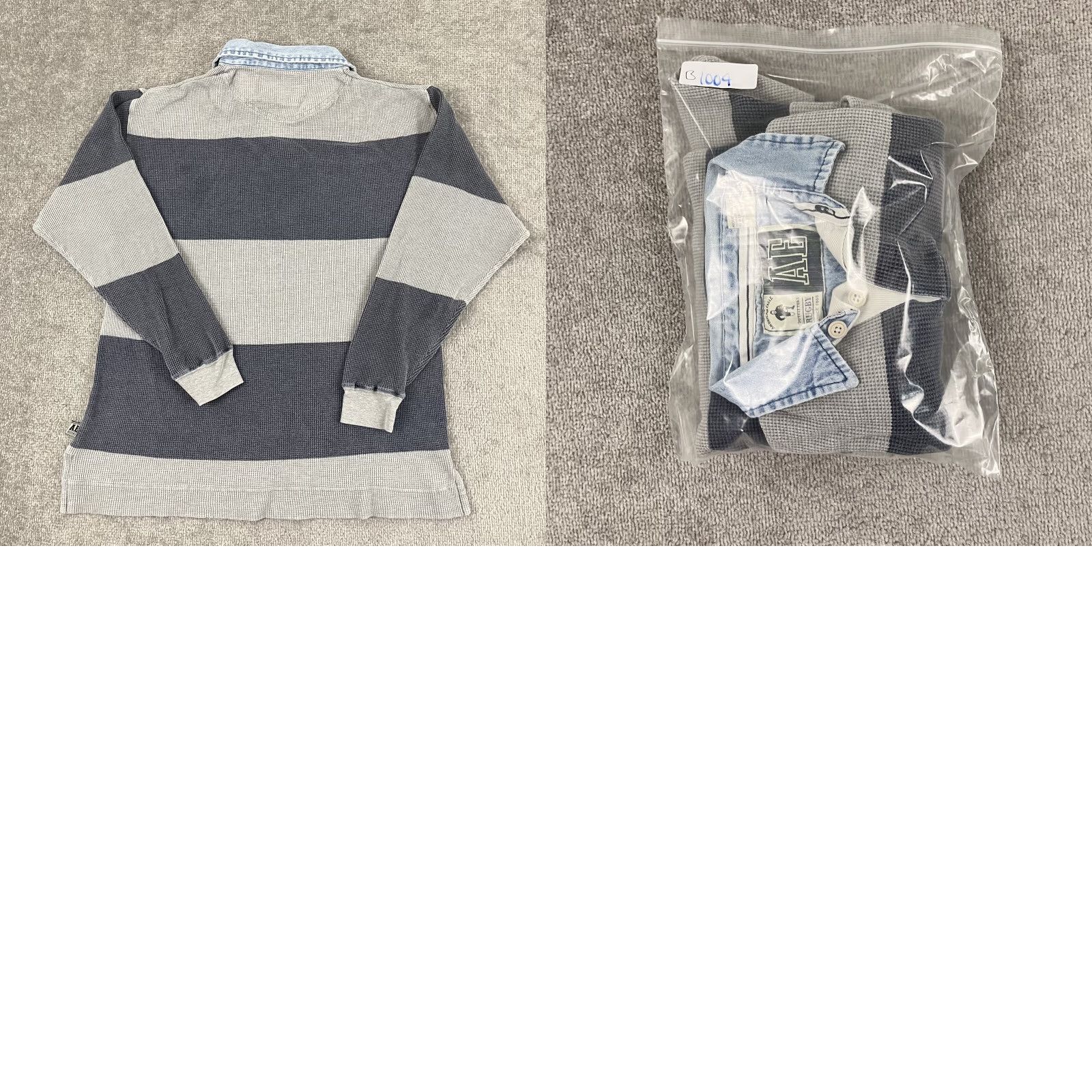American Eagle Outfitters American Eagle Rugby Polo Shirt Mens Large Blue Gray Striped Thermal Activewear Size US L / EU 52-54 / 3 - 8 Thumbnail